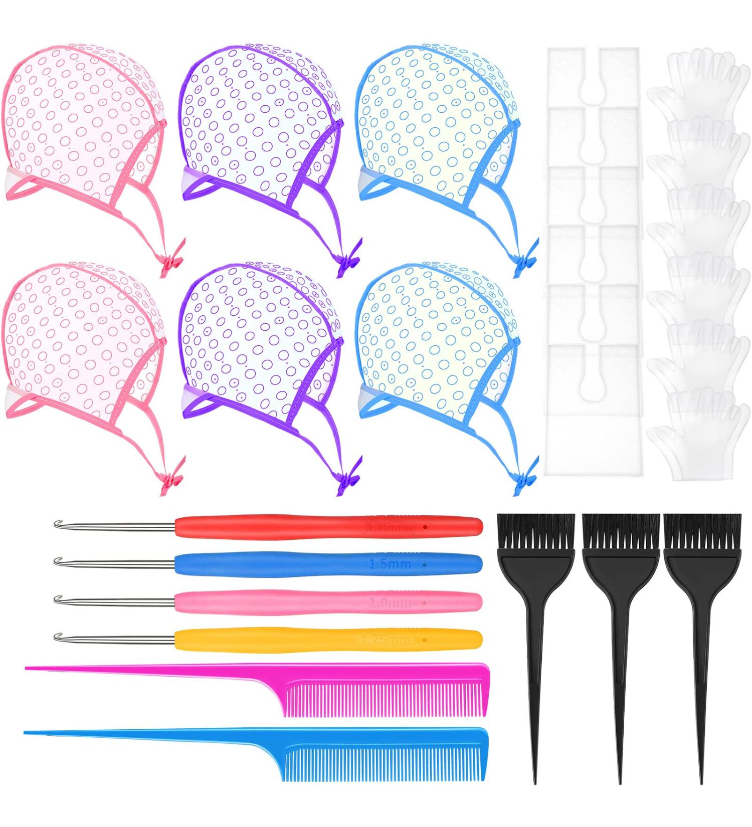 Highlight Hair Cap Kit with Needles, Shawls, Gloves & Brushes - 6 Piece Set - Buy Online on GoSupps.com