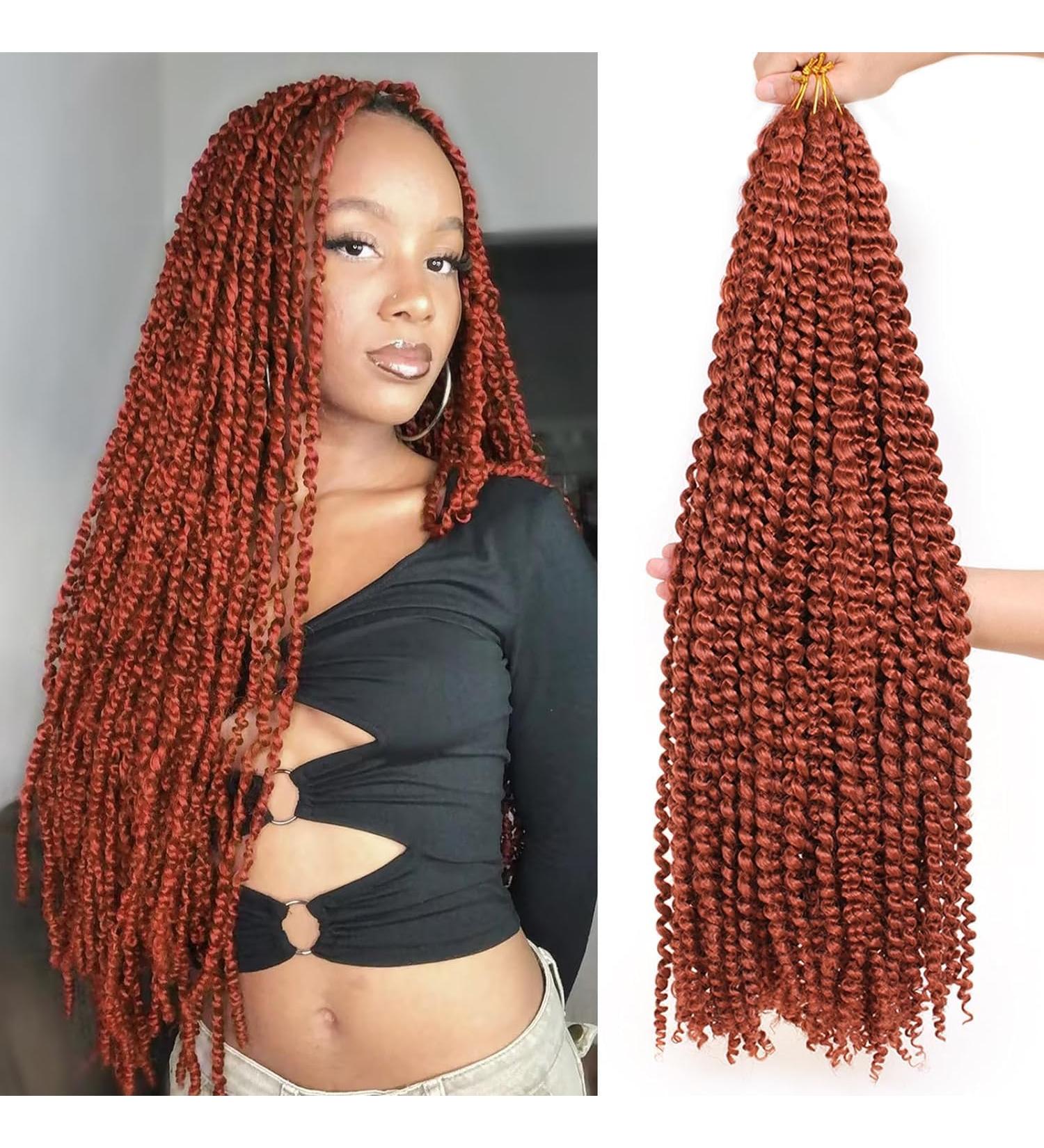 Leeven 30 Inch Copper Red Passion Twist Crochet Braids Hair - Long Water Wave Butterfly Locs Extension in 350# - Pack of 1 - Buy Online on GoSupps.com