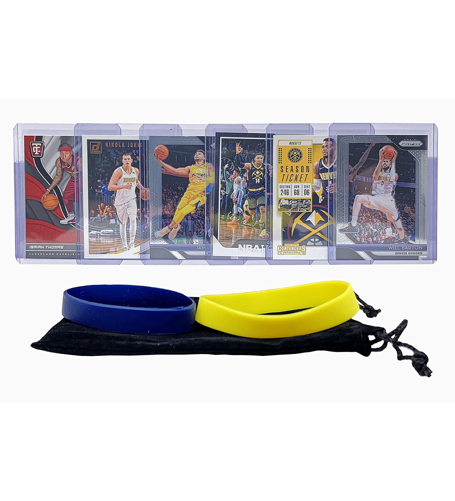 Denver Nuggets Basketball Cards: Nikola Jokic, Jamal Murray, Gary Harris, Paul Millsap, Will Barton ASSORTED Basketball Trading Card and Wristbands Bundle
