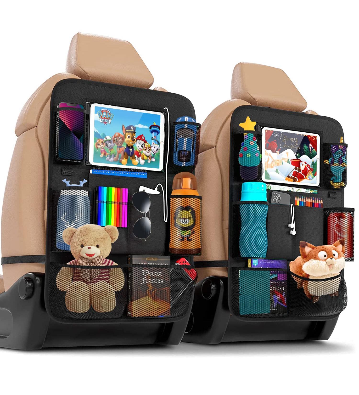 ACELIFE Car Seat Organizer for Kids - 2 Pack Backseat Protector with iPad Holder, Kick Mat, 9 Pockets - Black Car Accessories for Toddlers - Buy Online on GoSupps.com