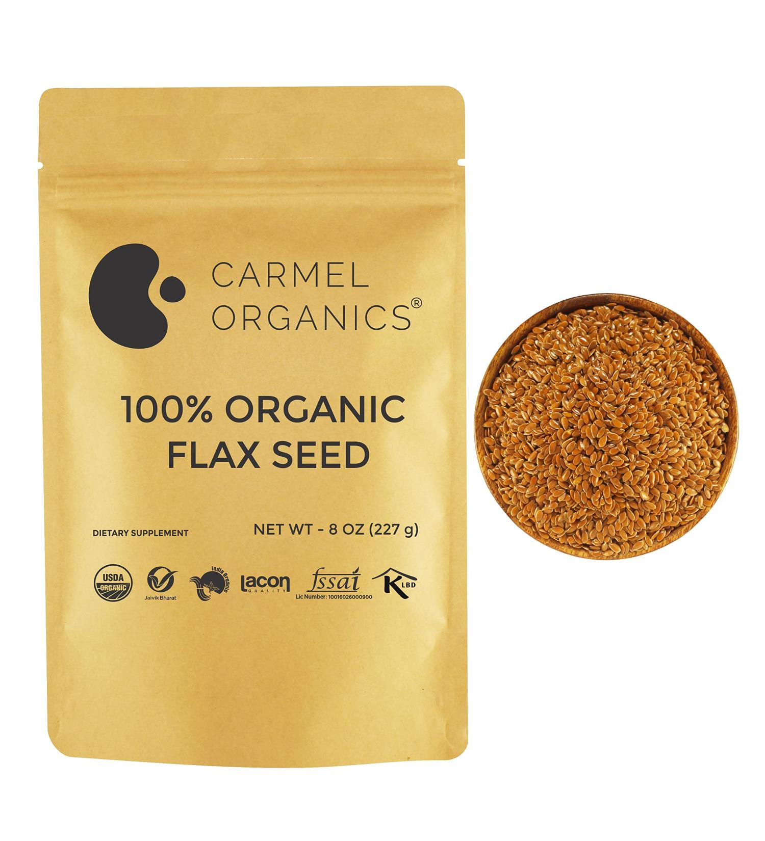 Organic Flax Seeds Whole - 8 oz (227g) | Non GMO & Kosher | Pack of 1 - Buy Online on GoSupps.com
