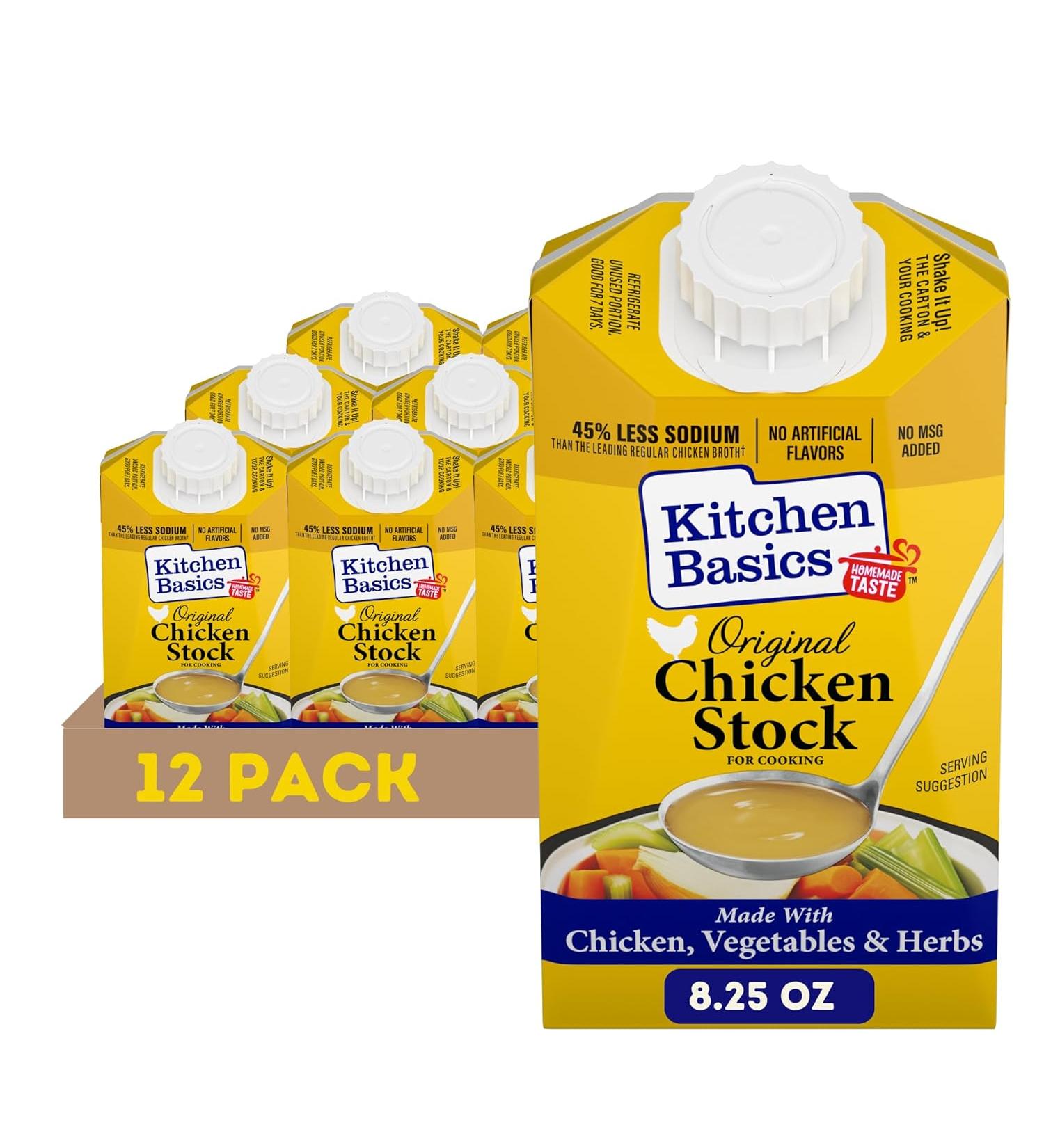 Kitchen Basics Original Chicken Stock - 12 Pack (8.25 fl oz Each) | Rich Flavor for Soups & Cooking - Buy Online on GoSupps.com