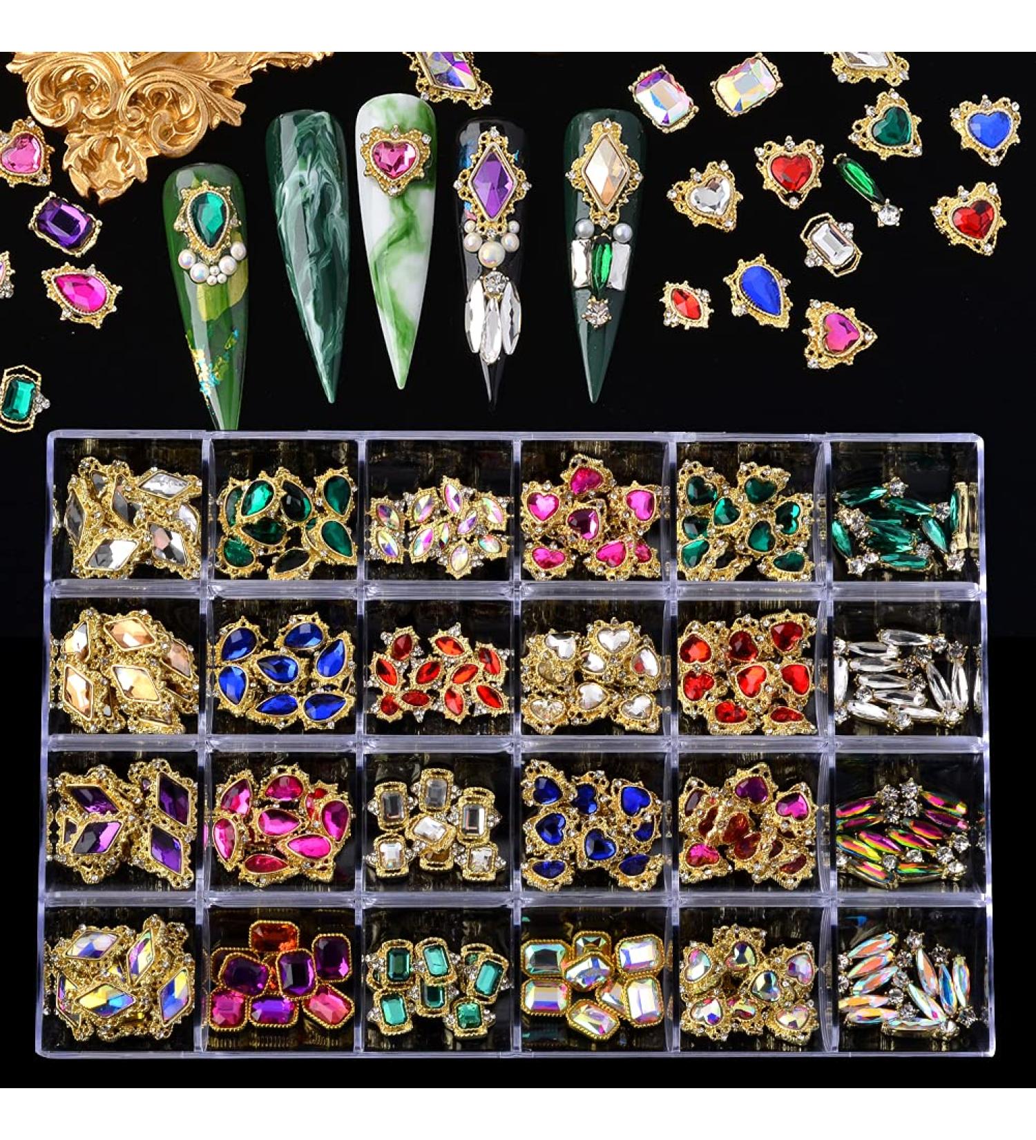 240Pcs Nail Art Rhinestones Kit - Luxury Crystal Diamonds for Nail Design - Multi-color Gems for Nails Crafts - 24 Styles - Buy Online on GoSupps.com