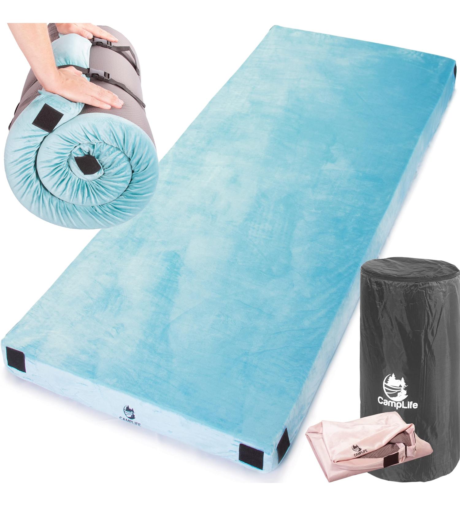 Camplife Certipur-US Memory Foam Sleeping Mattress Most Comfortable Camping Mattress with Carry Bag Travel Strap Removable Waterproof Cover Roll Out Sleeping Pad Floor Bed (Twin - 75" x 38" x 3") - Buy Online on GoSupps.com