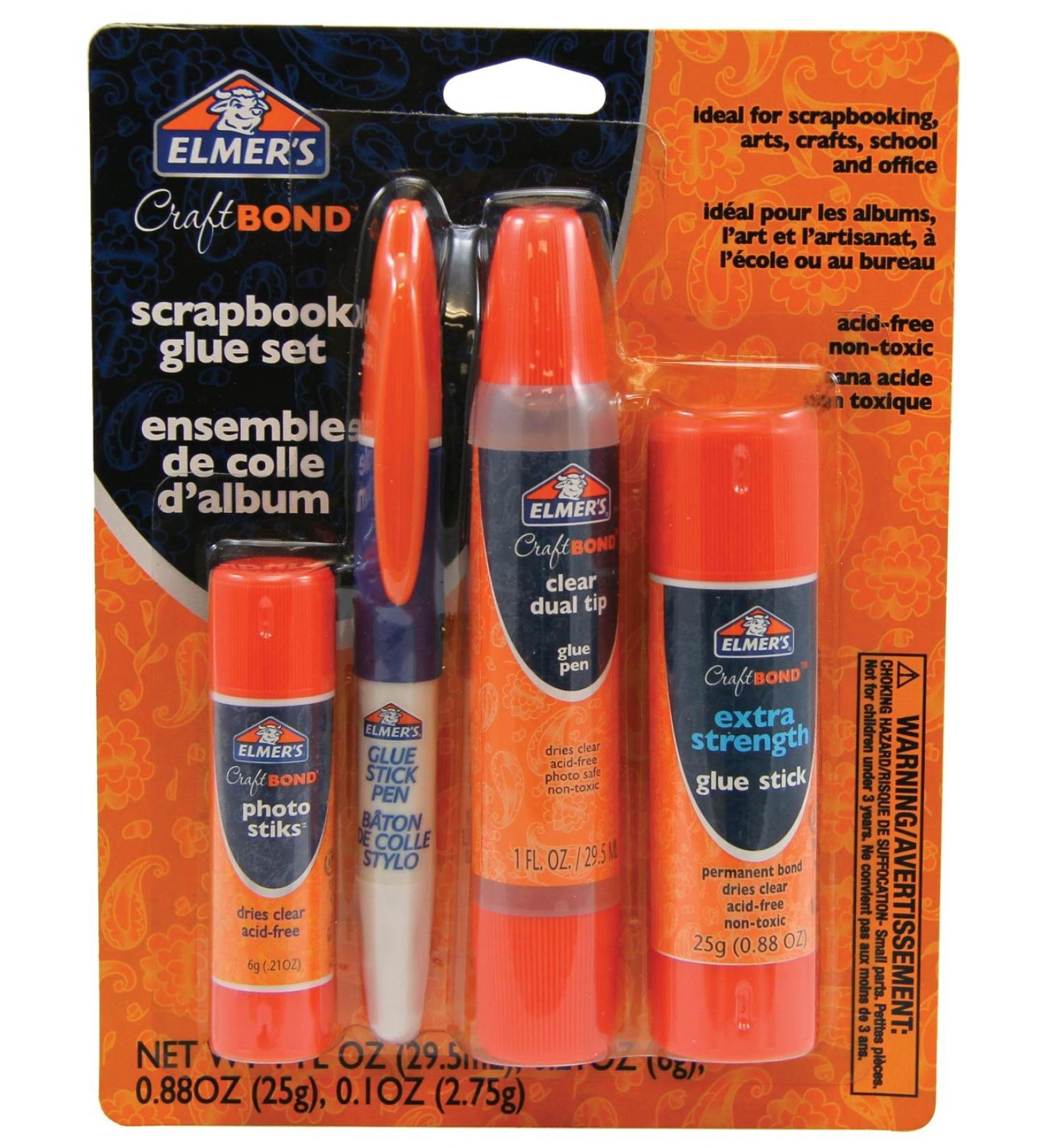 Elmer's CraftBond Scrapbook Glue  4 Piece Set  Natural