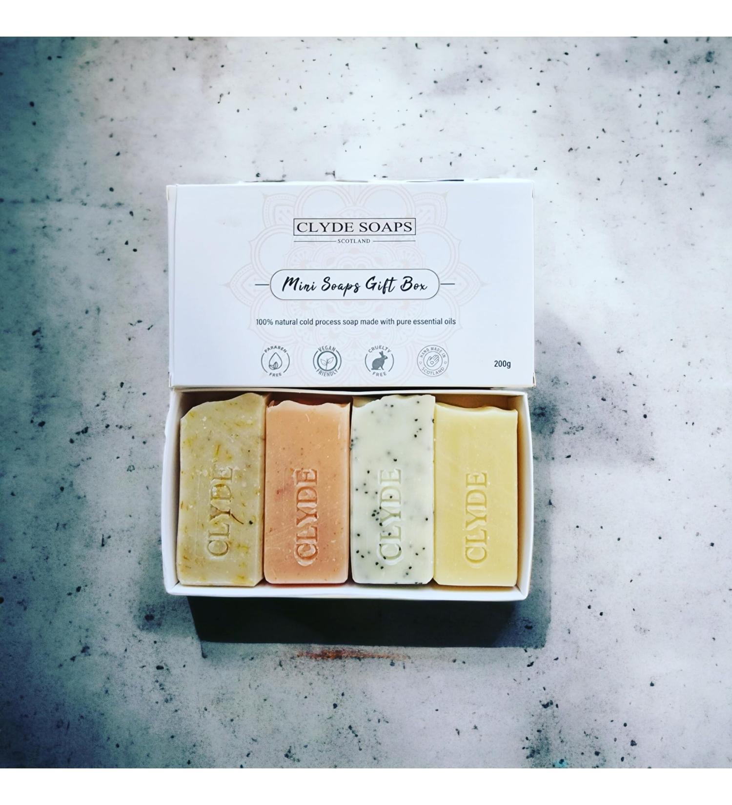 Clyde Soaps Cold Process Palm Oil & Plastic Free Eco Gift UK Handmade Vegan Cruelty Free Artisan Soap Best For Men And Women (Mini Soap Gift Box)