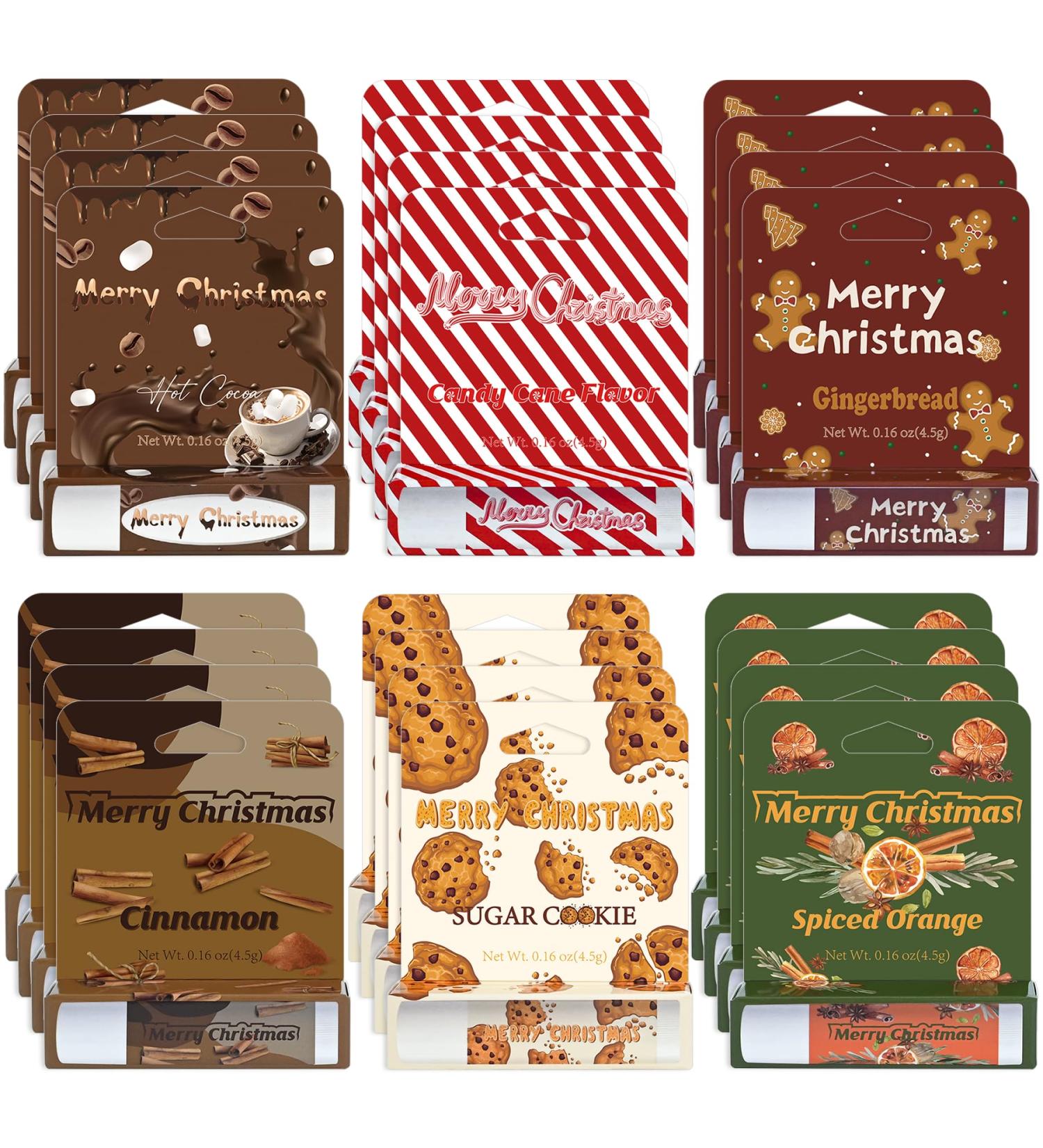 Kuabiz 24 Pcs Christmas Lip Balm Gifts Bulk Cute Stocking Goodie Bags Stuffers 6 Flavors Holiday Small Gifts Xmas Party Supplies Moisturizer Butter Care Mint Candy Christmas Limited Edition - Buy Online on GoSupps.com