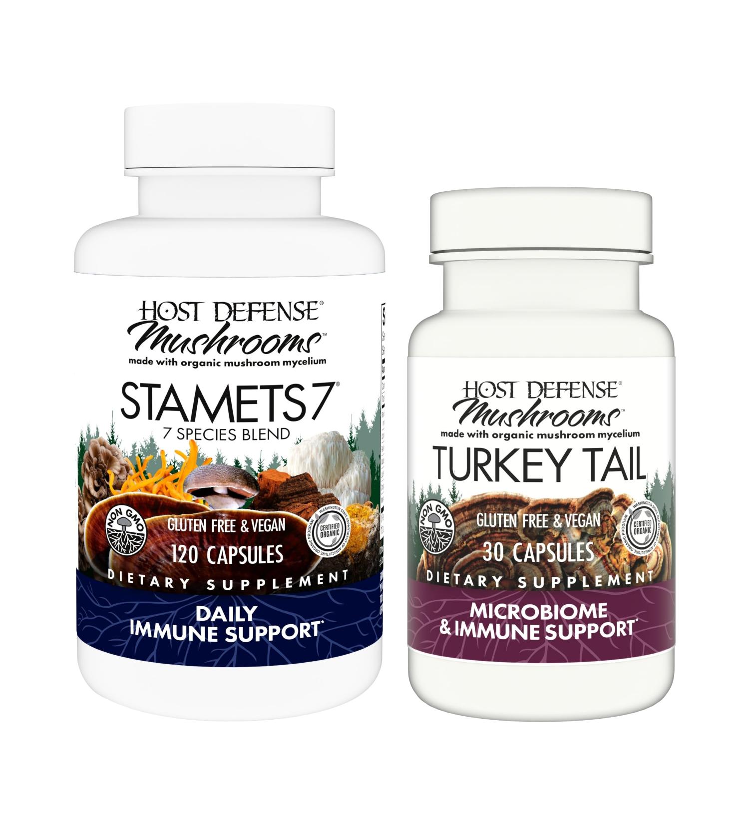 Host Defense Bundle with Stamets 7 120 Count & Turkey Tail Capsules 30 Count - Support Immune Health & Function - Support Digestive & Immune Health* - Buy Online on GoSupps.com