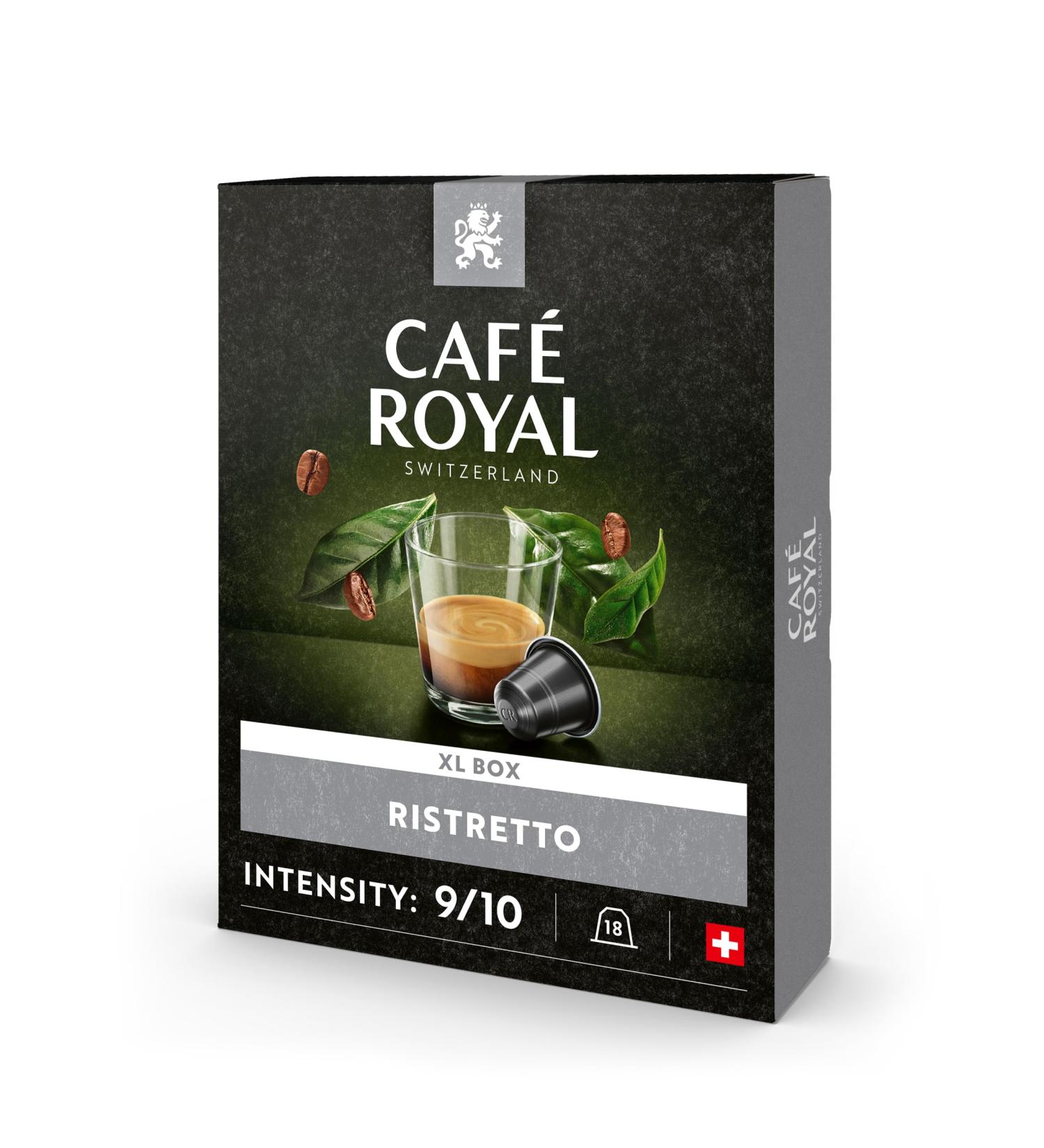 Caf Royal Caf Royal ristretto N 9. Capsules compatible with the Nespresso system. Intense roasted notes 100% Arabica. - Pack of 18 capsules 95g - Buy Online on GoSupps.com