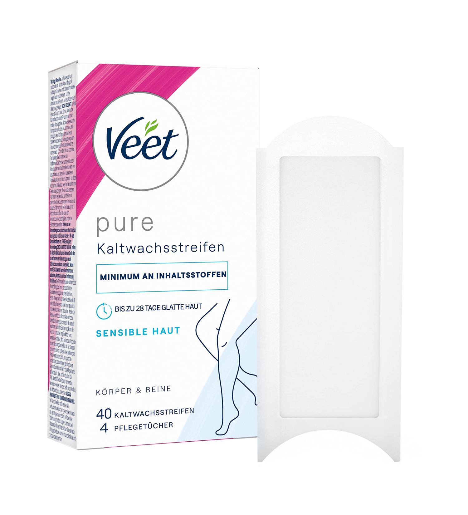 Veet Cold Wax Strips for Sensitive Skin - Easy-Gel Wax Technology for Legs & Body - 40 Pieces (20 Double Strips) - Buy Online on GoSupps.com