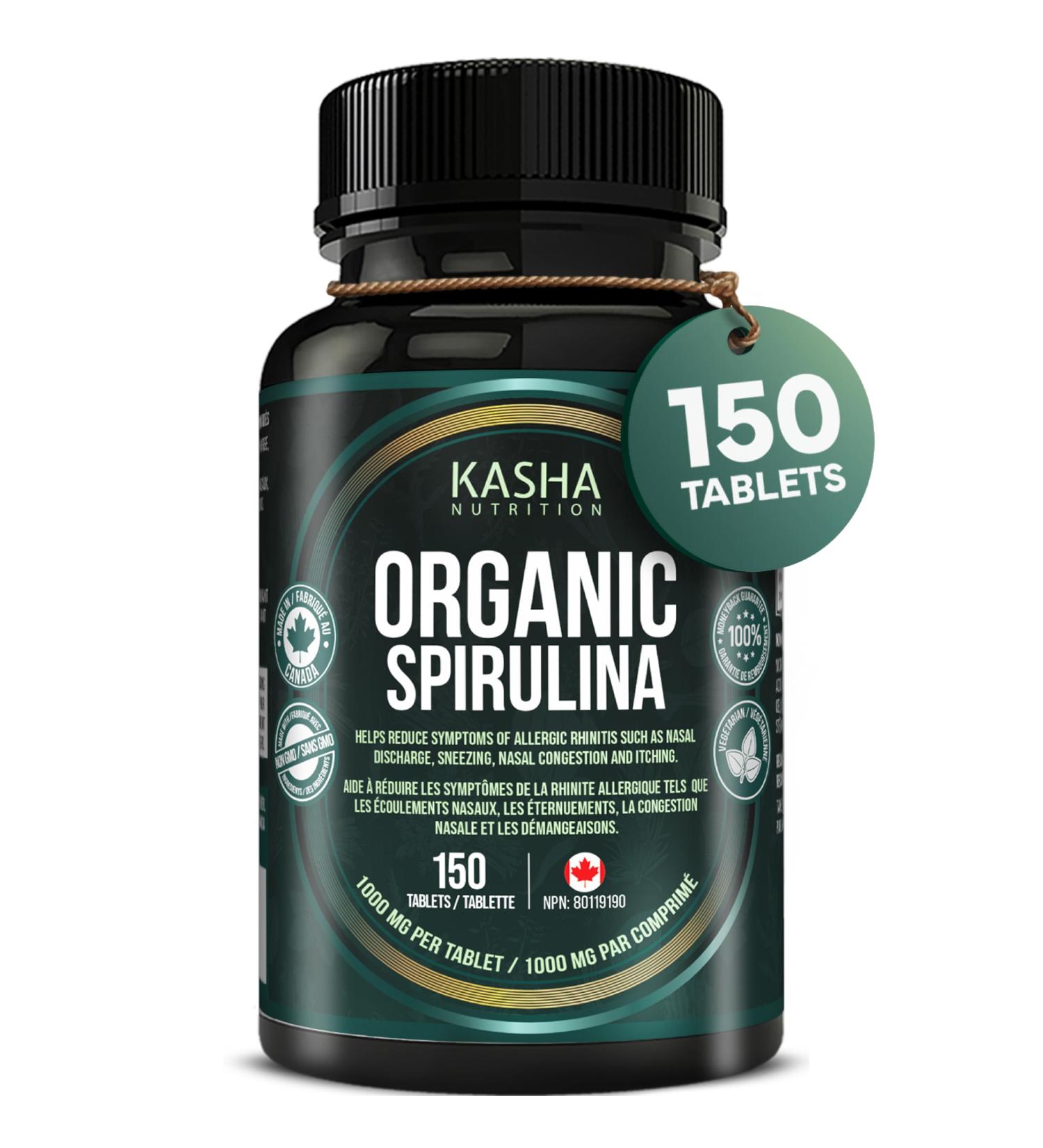 New! Kasha Nutrition Organic Spirulina Tablets 1000 mg Per Tablet (150 Tabs)! Industry Strongest. Premium Source of Chlorophyll with Natural Green Spirulina Powder. Antioxidant Rich Superfood. Vitamins Minerals. Vegan Non-GMO Gluten Soy Dairy Free! Made i - Buy Online on GoSupps.com