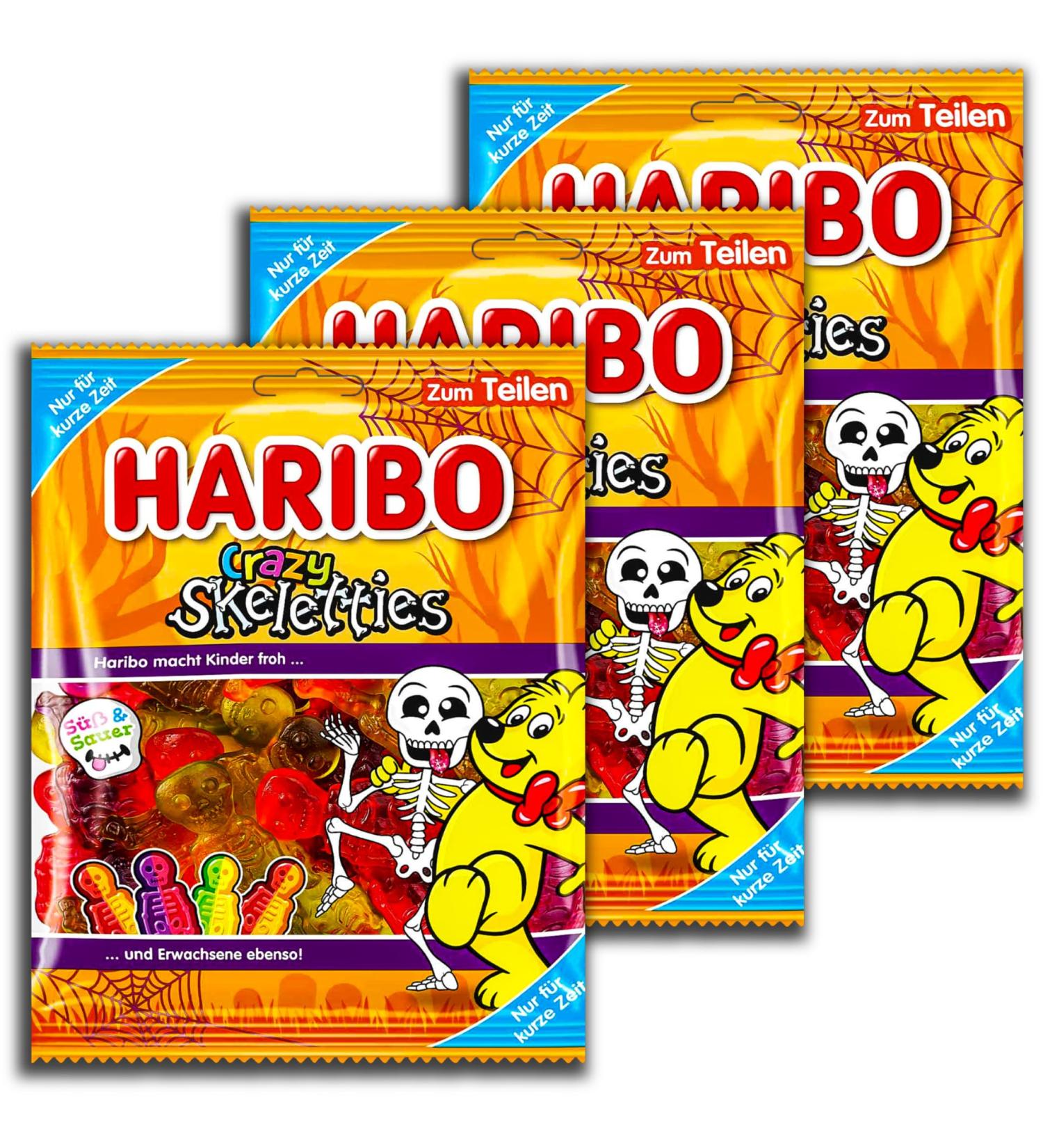 HARIBO Haribo Crazy Skeletties Pack of 3 Sour Gum Figures 160g
