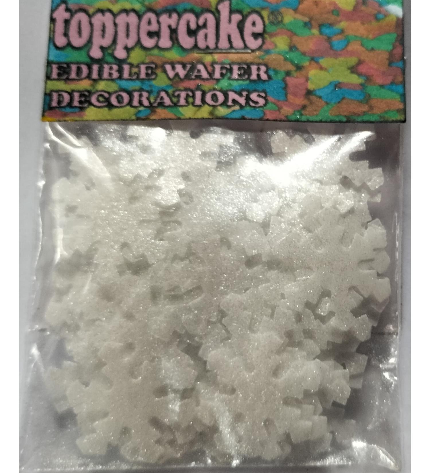 Toppercake Edible Wafer Snowflake Cup Cake Decoration Toppers White Pearlescent Shimmer Set of 48 White Shimmer