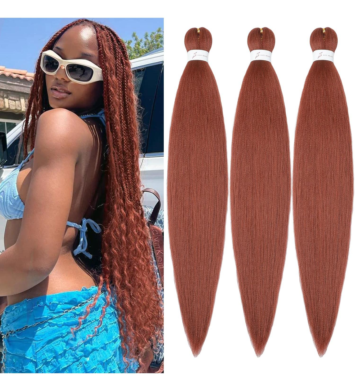 YDDM 26-Inch Pre-Stretched Braiding Hair Extensions - 3 Packs 350# Ginger Red Kunsthaar Braids for Stunning Looks - Buy Online on GoSupps.com