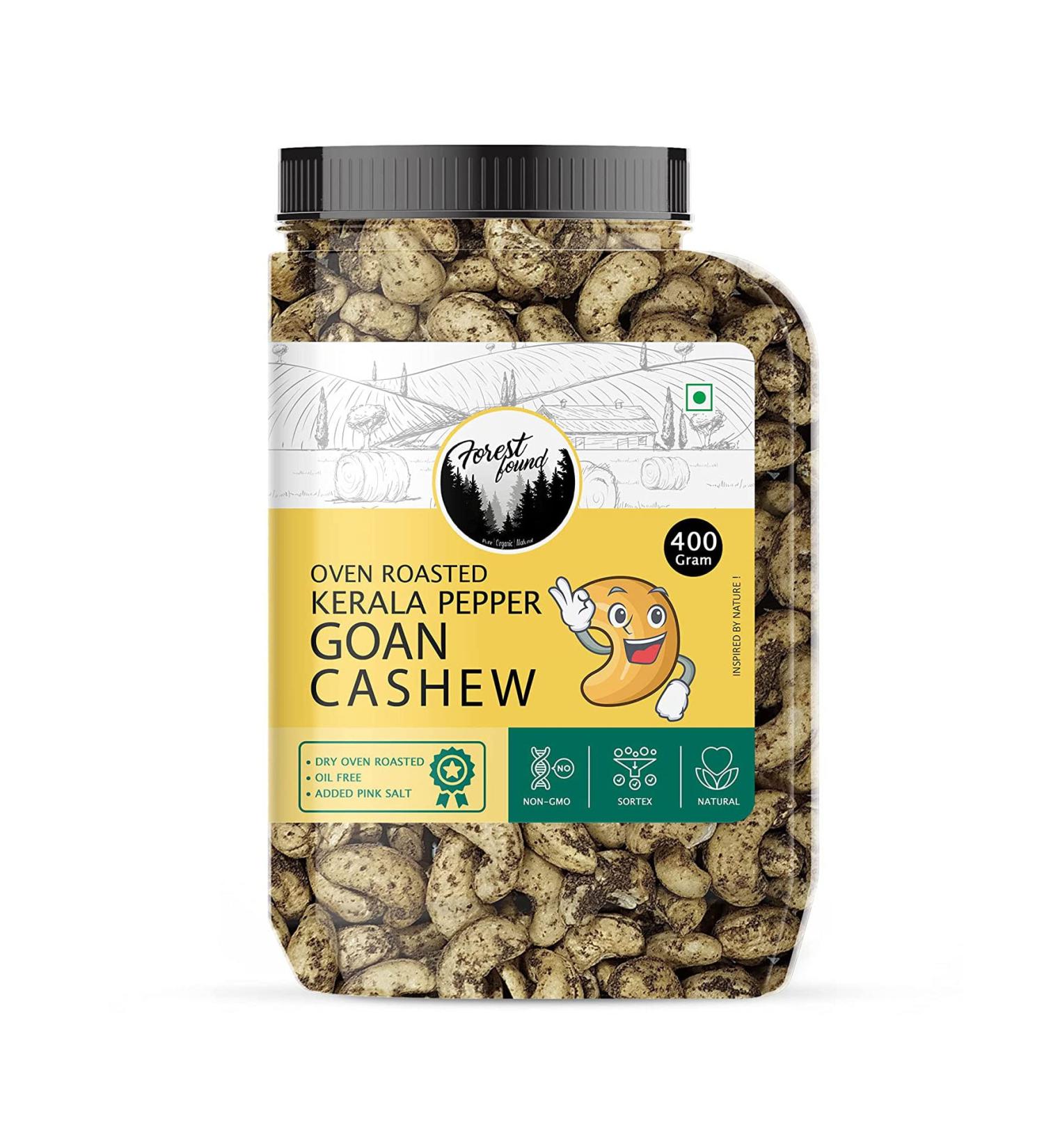 Forest Found Roasted Tellicherry Pepper Cashews Nuts (400Gram)