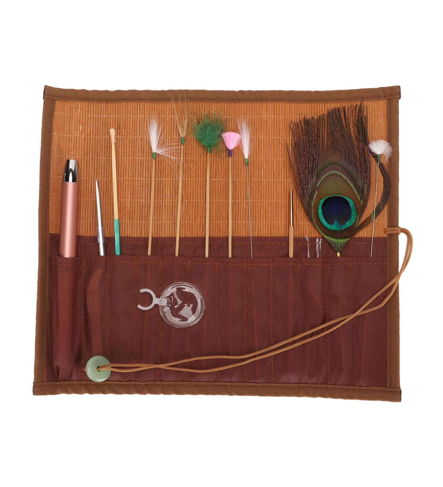 Portable Ear Pick Massage Set - 8 Feather Sticks for Salon, Relieve Fatigue and Earwax, Travel-friendly - Buy Online on GoSupps.com