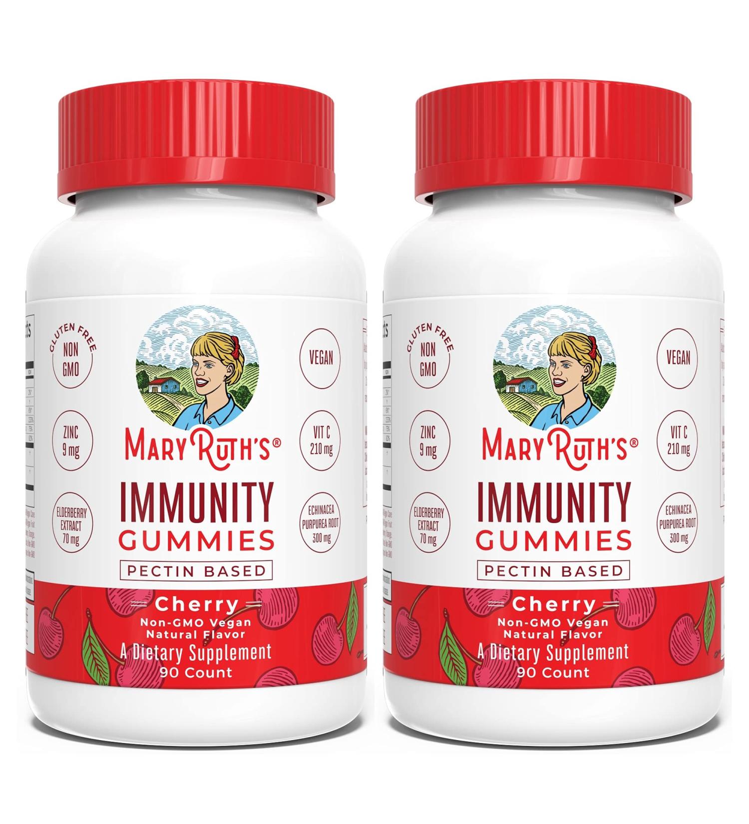 Elderberry Gummies with Vitamin C - Immune Support 5 in 1 Defense Vitamins - Zinc, Vegan, Non-GMO - Cherry Flavor - 90 Count (2 Pack) for Adults & Kids - Buy Online on GoSupps.com