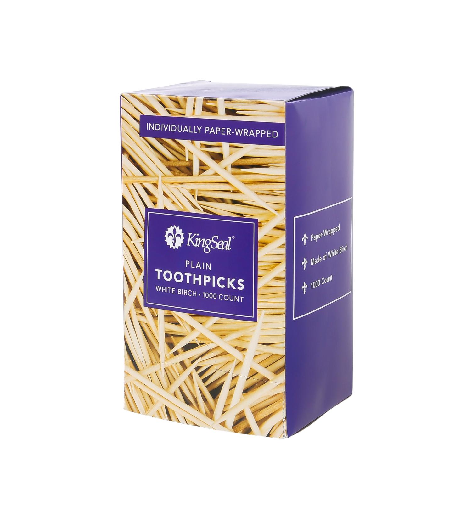 KingSeal Eco-Friendly Birch Toothpicks - 4000 Count (2.5 Inches) - Individually Wrapped, Plain, Compostable - Buy Online on GoSupps.com