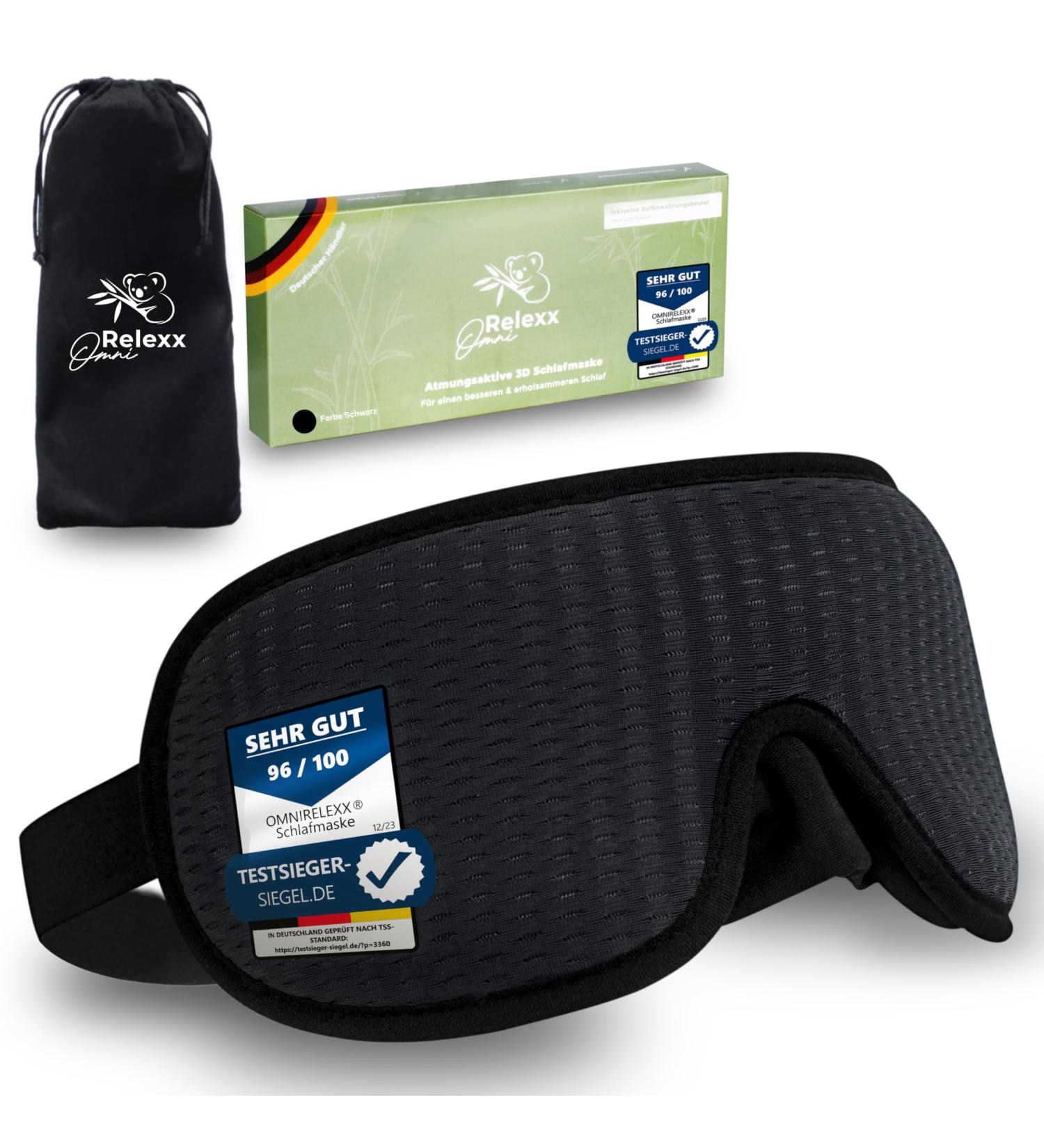 Omnirelexx Sleep Mask - Breathable 3D Eye Mask for Men & Women | 100% Opaque Memory Foam Ideal for Side Sleepers - Includes Travel Bag - Buy Online on GoSupps.com