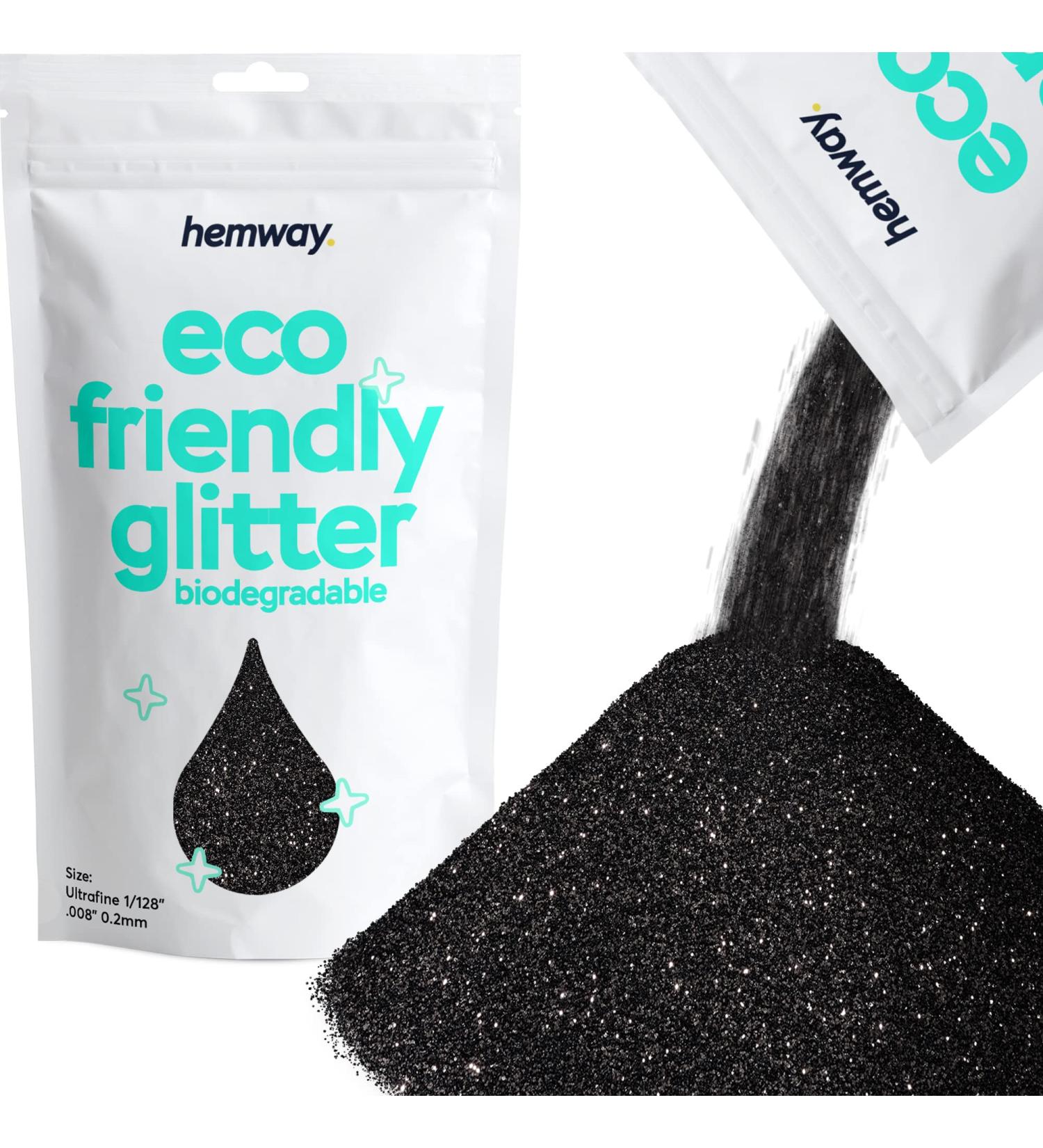 Hemway Eco-Friendly Biodegradable Glitter 100g - Vegan Cosmetic Safe Sparkle for Face Eyes Body & Hair - Black Festival Makeup - Buy Online on GoSupps.com