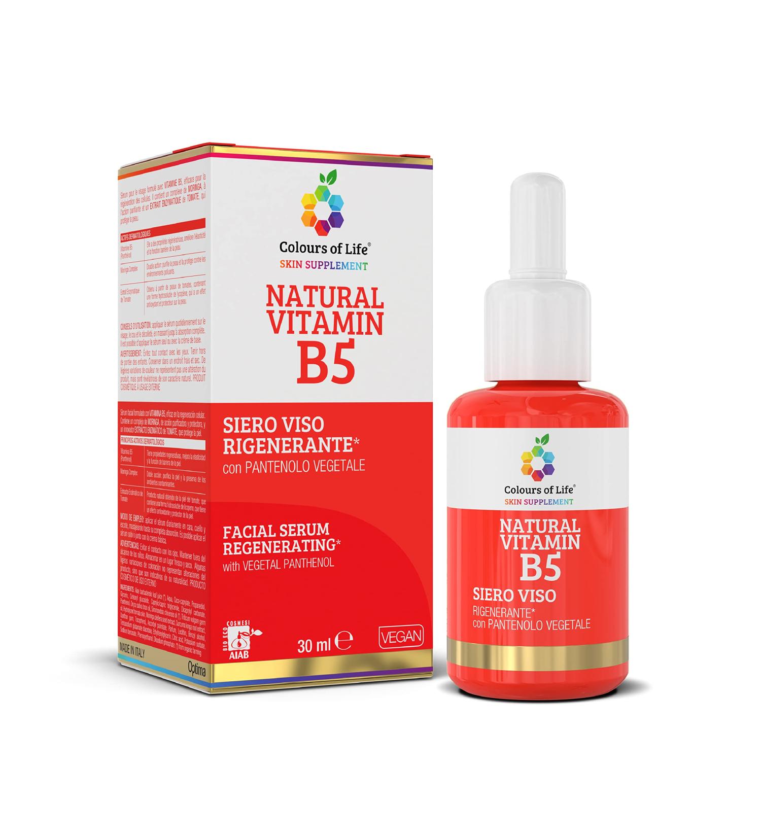 Optima Naturals Srl Facial serum with regenerating vitamin B5 helps protect the skin against UV rays and pollution 30 ml Colors of Life - Buy Online on GoSupps.com