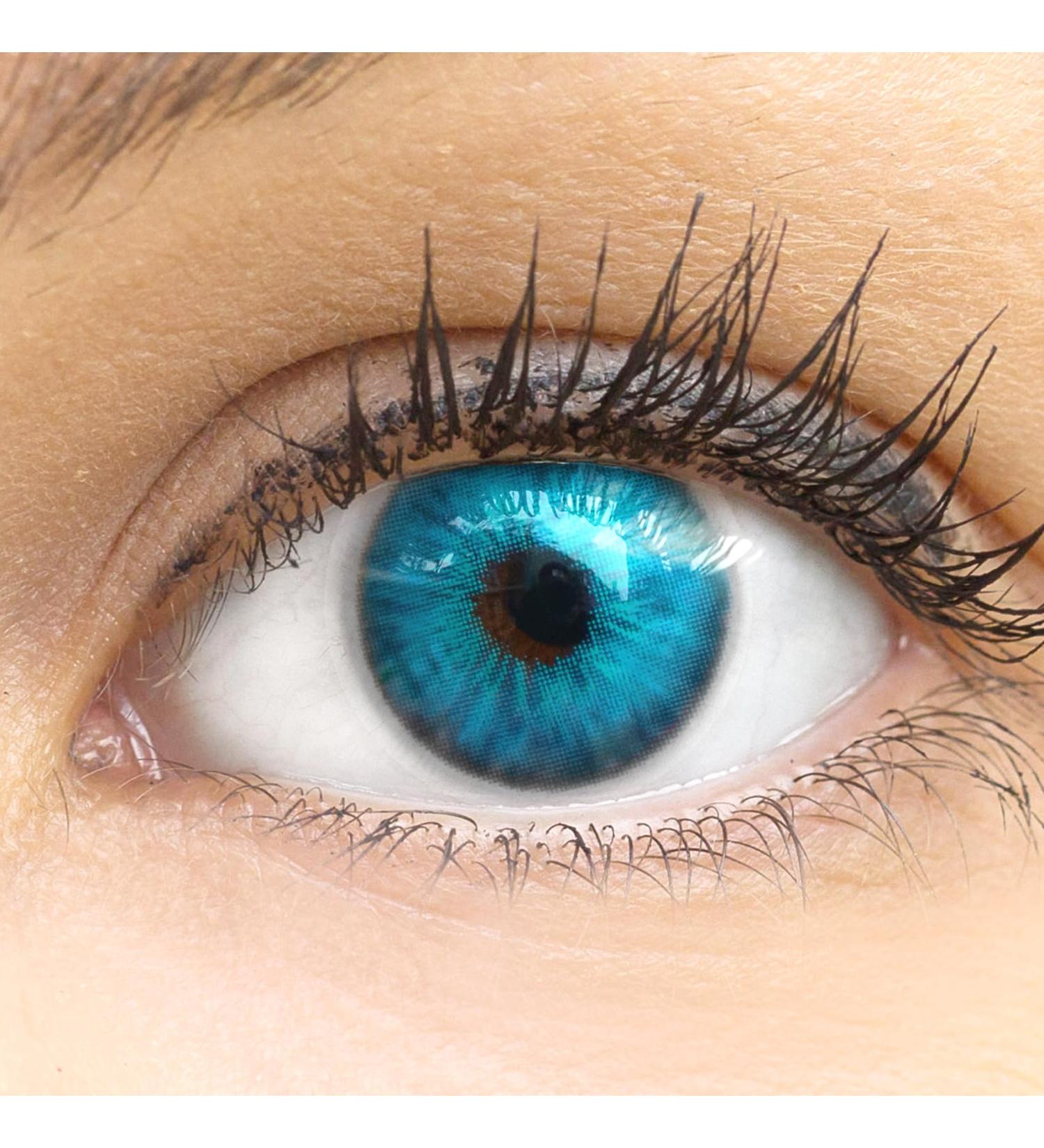 Buy Madrid Blue Colored Contact Lenses - Monthly Soft Hydrogel - 0.0 Dpt - 2 Pieces + Lens Case - Buy Online on GoSupps.com