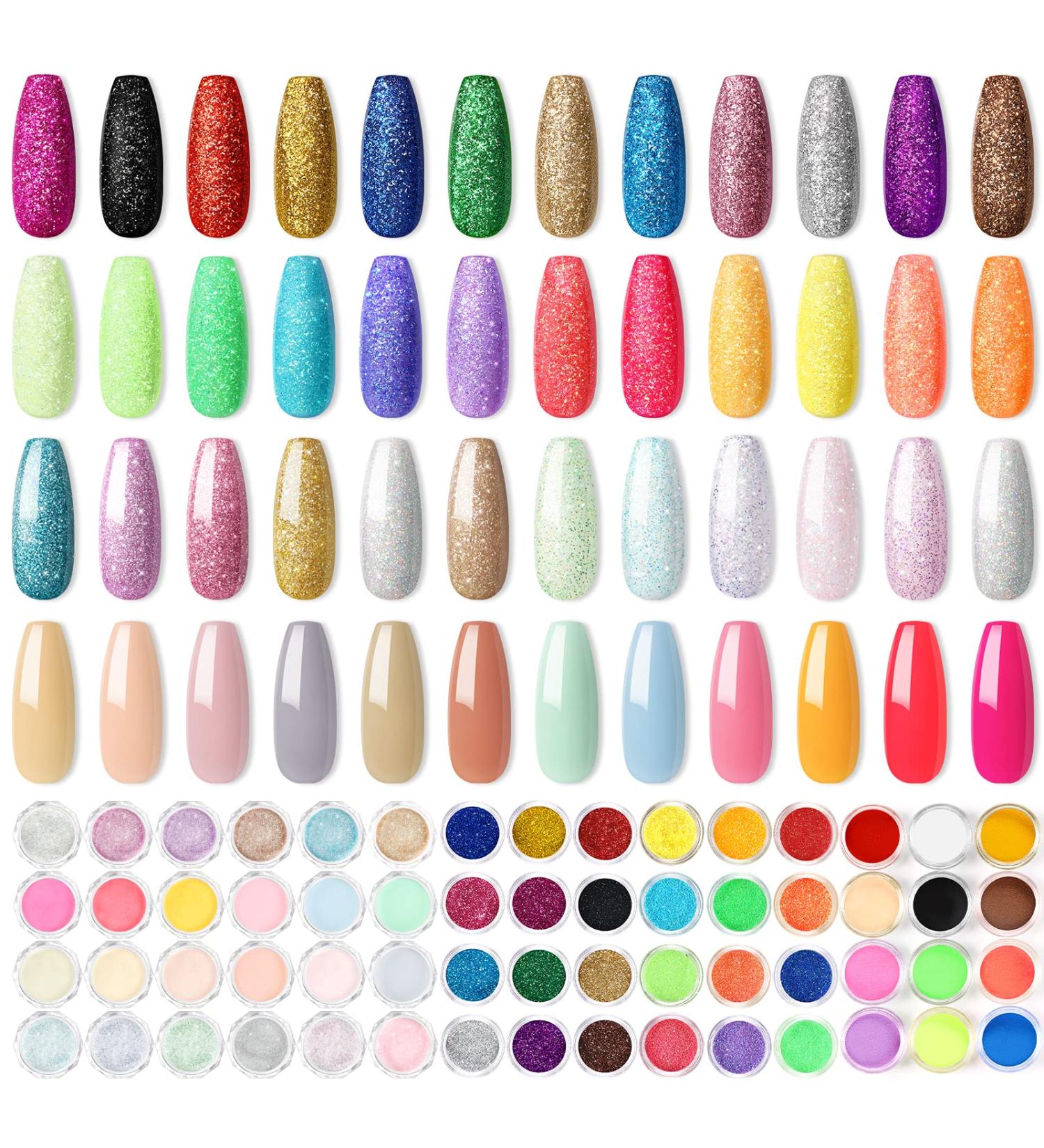 COSCELIA Acrylic Nail Powder Set with Nail Decoration Powder Rainbow Colors and Nude Colors Acrylic Powder Professional Starter Kit Gift for Women Home and Salon Use Nail Art Design - Buy Online on GoSupps.com