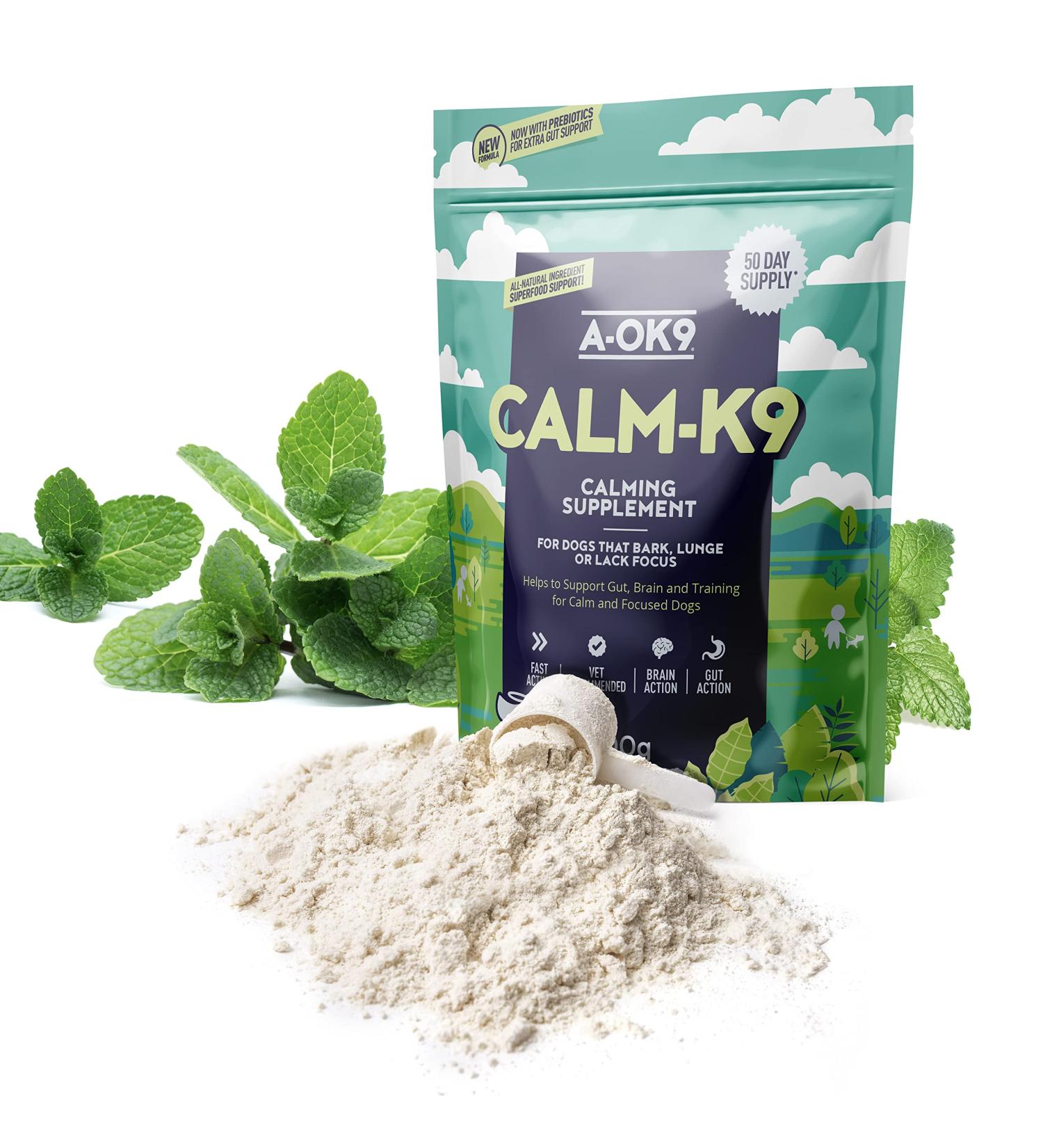 A-OK9 Calm-K9 Calming Supplement for Dogs - Anxiety & Stress Relief | Natural Superfoods | For All Ages & Breeds | 1 Pouch - Buy Online on GoSupps.com