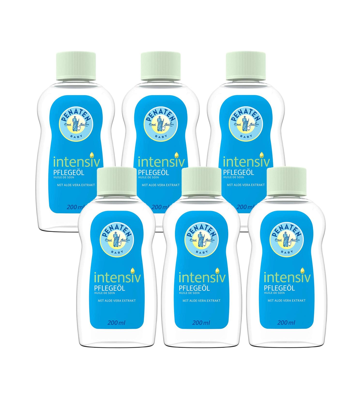Penates Intensive Care Oil - 6 x 200 ml Baby Oil with Aloe Vera for Gentle Cleaning & Moisturizing Dry Skin - Buy Online on GoSupps.com