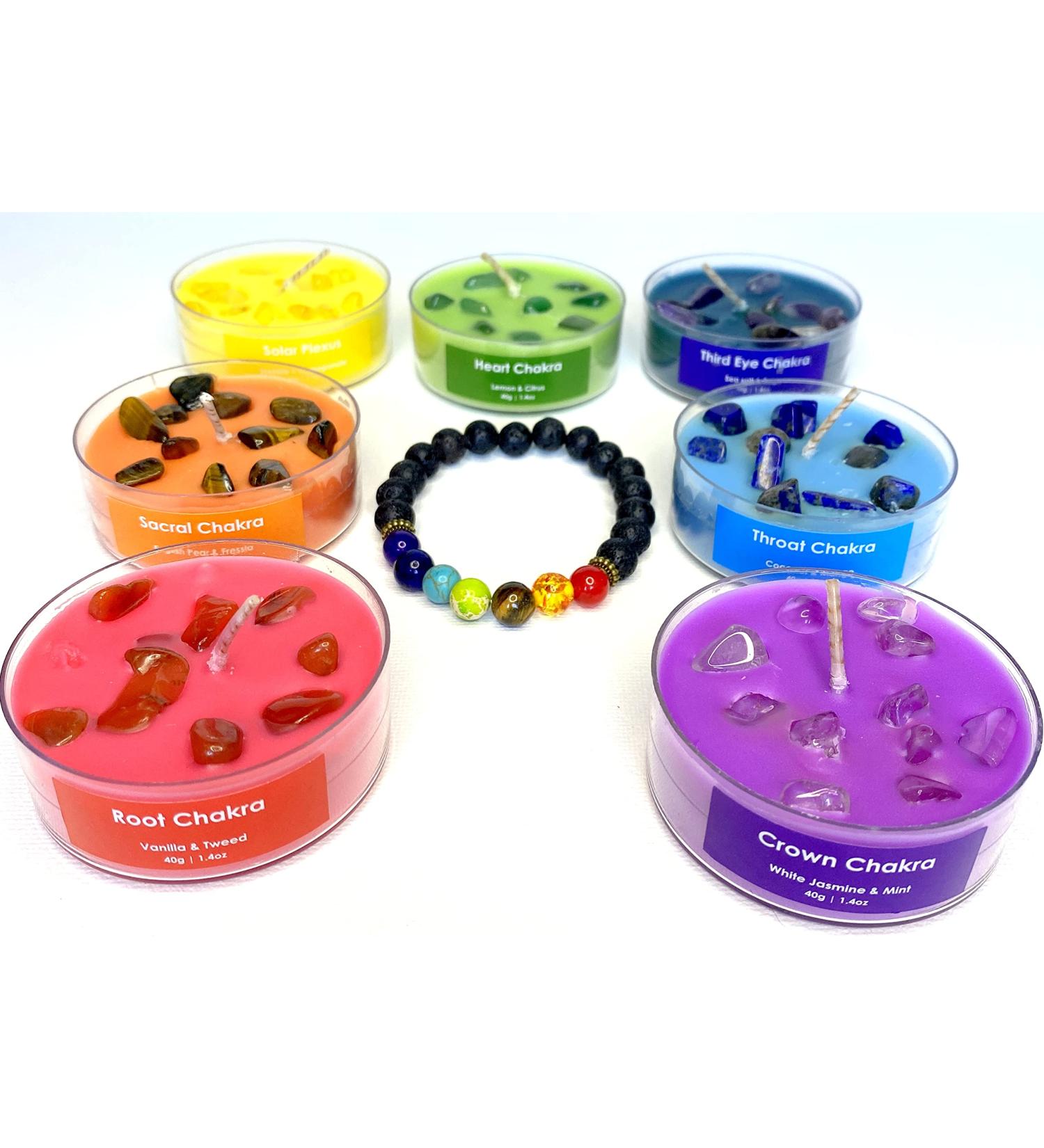 Serenity Crystals Chakra Candle Set - Crystal Infused Candles for Meditation, Healing, Wellness - Perfect Gift for Yoga & Meditation Enthusiasts - Buy Online on GoSupps.com