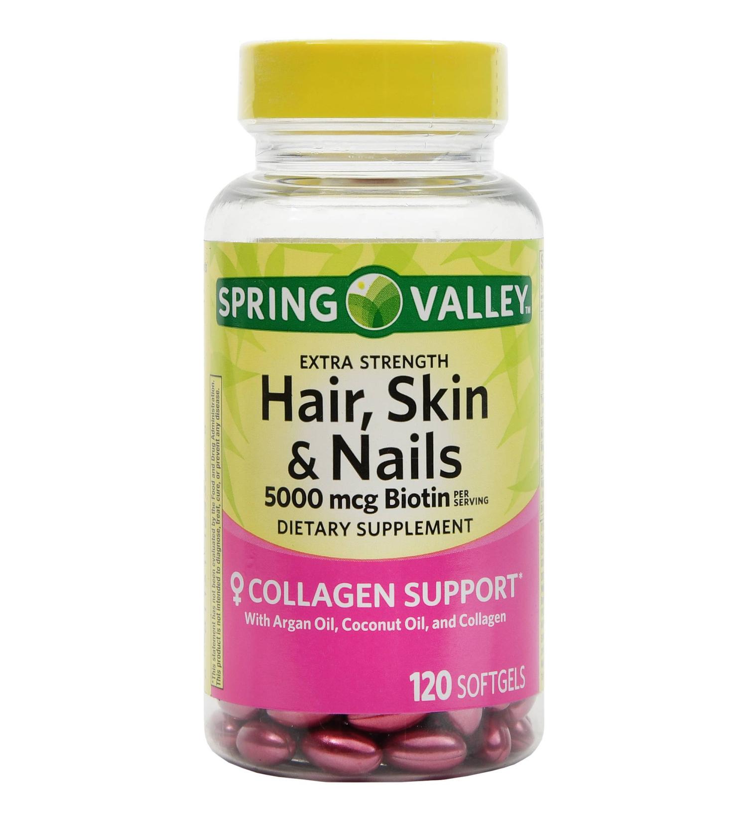 Spring Valley Hair Skin Nail Biotin Oil 120ct - Promote Healthy Hair, Skin & Nails - Buy Online on GoSupps.com