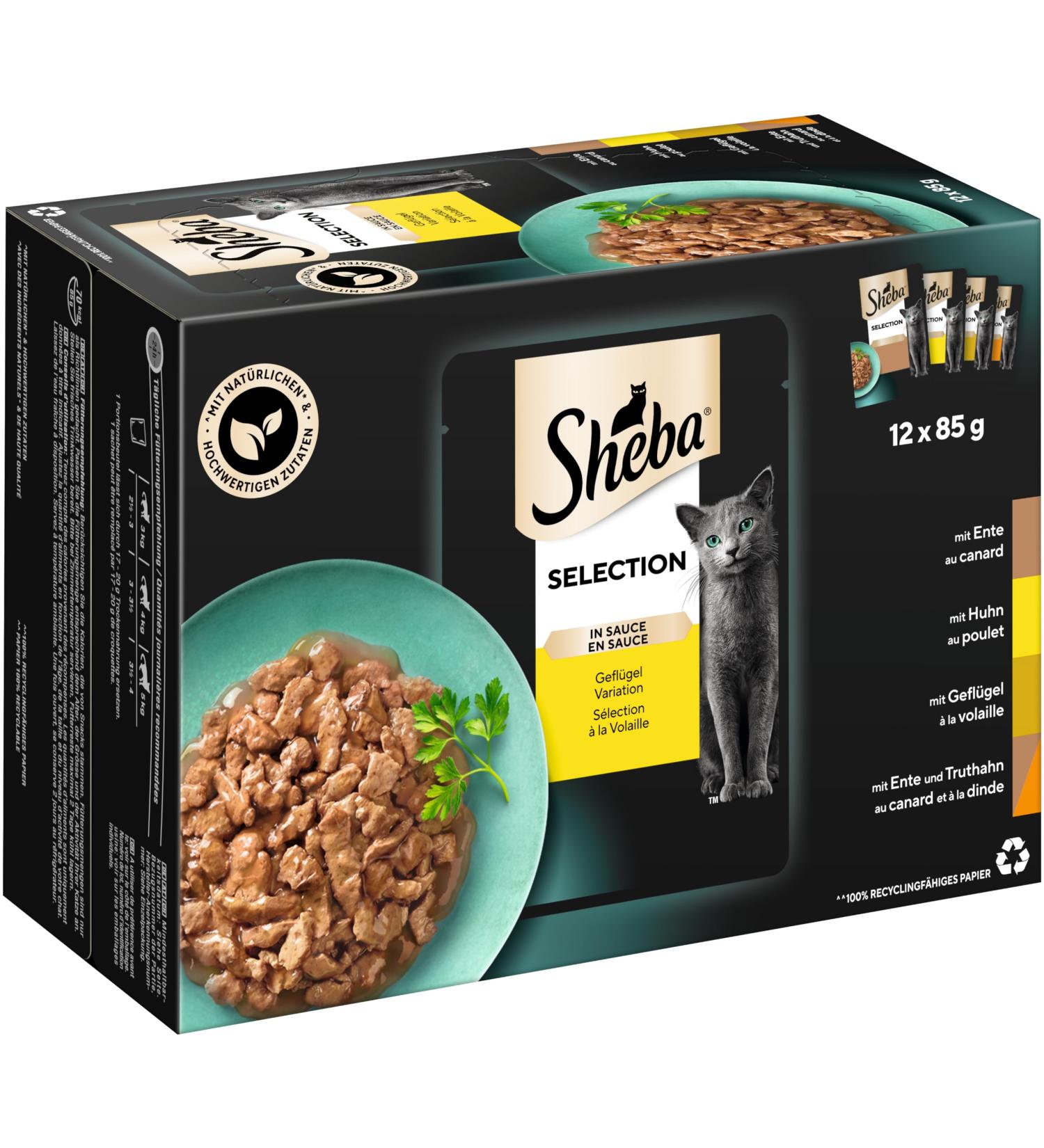 Sheba Selection in Sauce Cat Food - Poultry Variation for Adult Cats - 48 Portion Bags (4 Pack x 12 x 85g) - Premium International Shipping - Buy Online on GoSupps.com