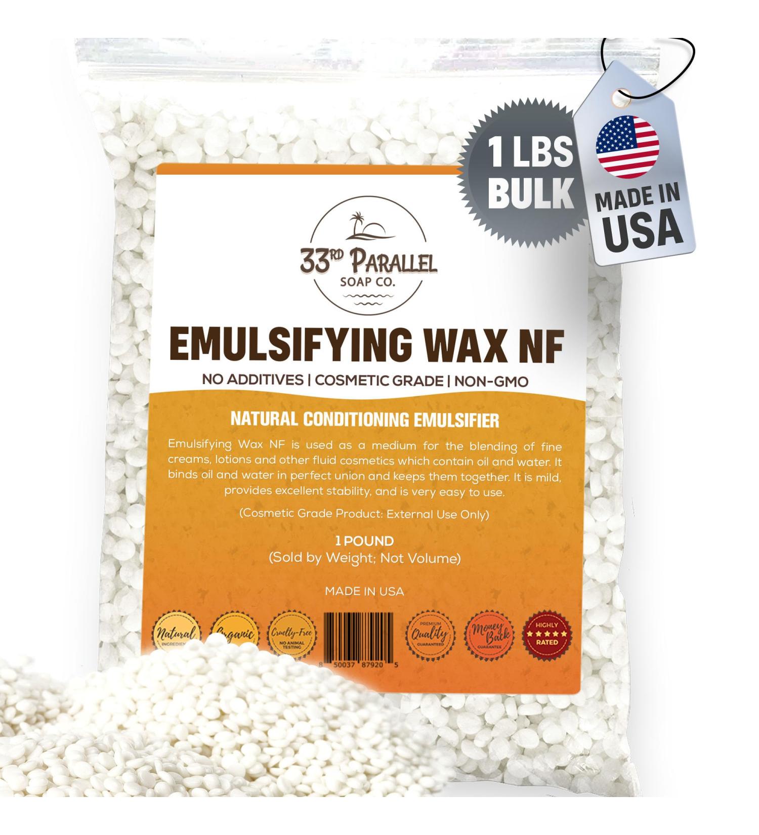 Non-GMO Emulsifying Wax NF Pastilles (1 LBS / 16 OZ) 100% Natural Plant Derived | For Lotions, Creams, Soap Making, Hair Products | Cosmetic Grade | Product of USA | 1 POUND 16 Ounce (Pack of 1) - Buy Online on GoSupps.com