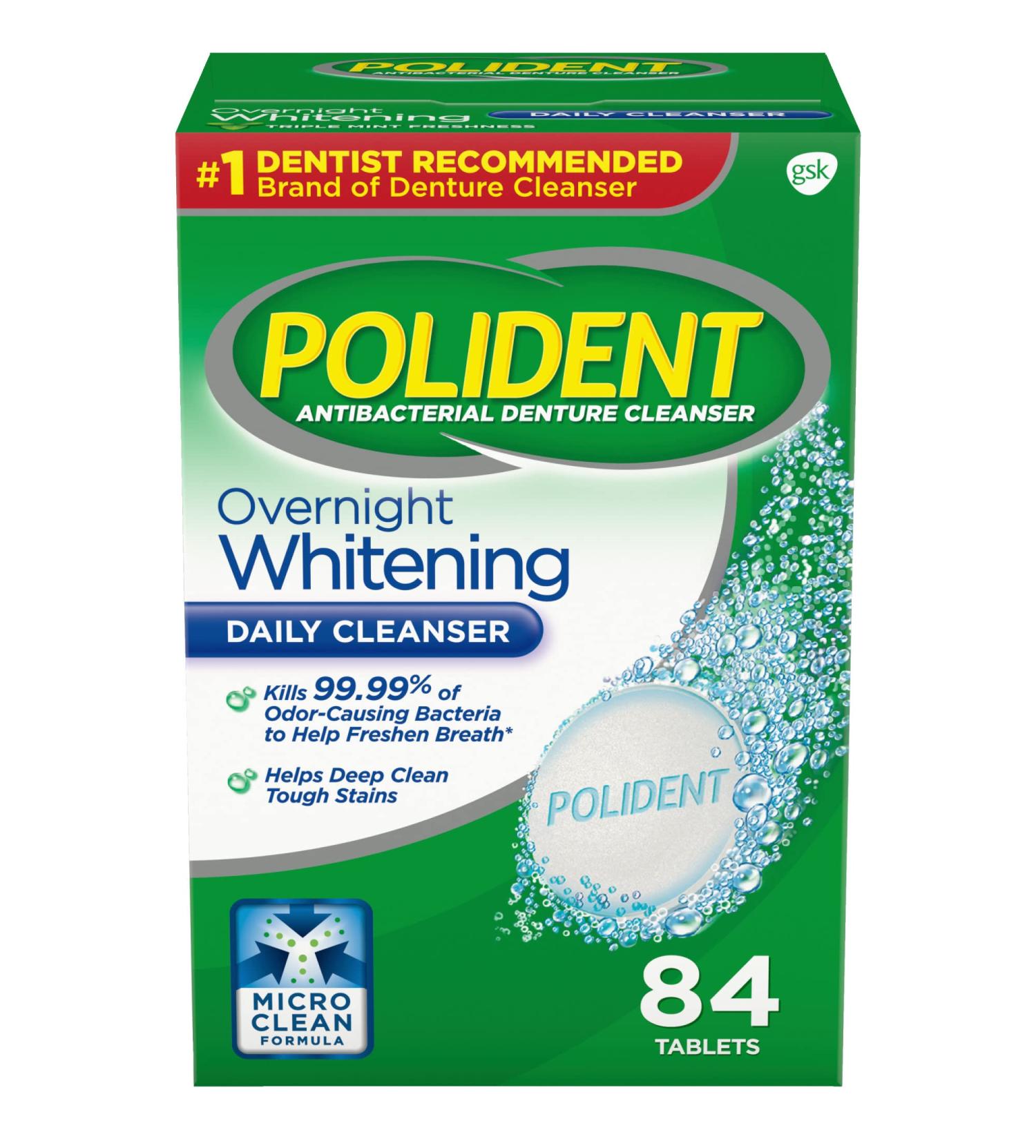 Polident Overnight Whitening Denture Cleanser-78 ct