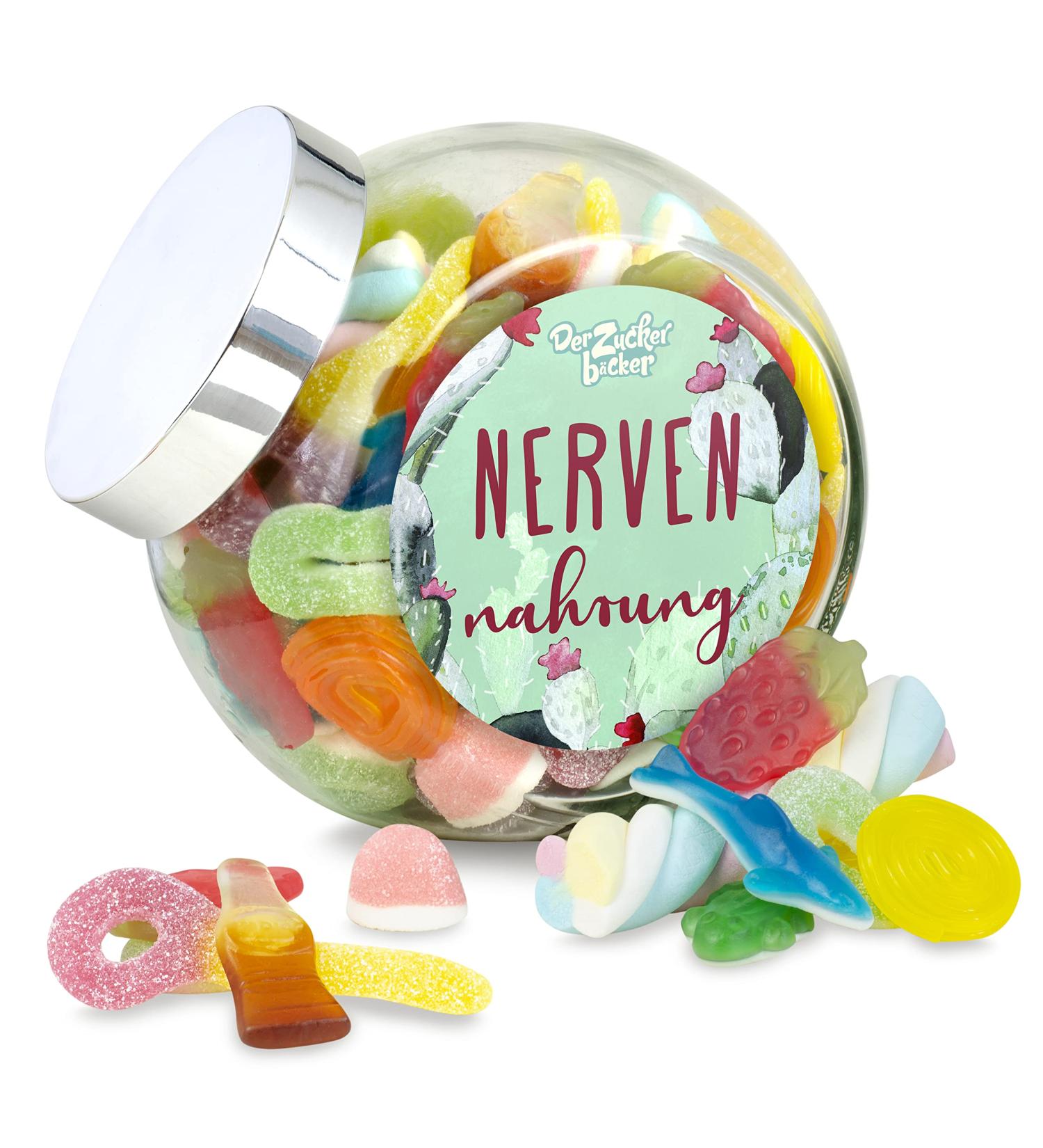 Nerve food candy jar delicious candy mix in a beautiful slanted neck jar 1000 g