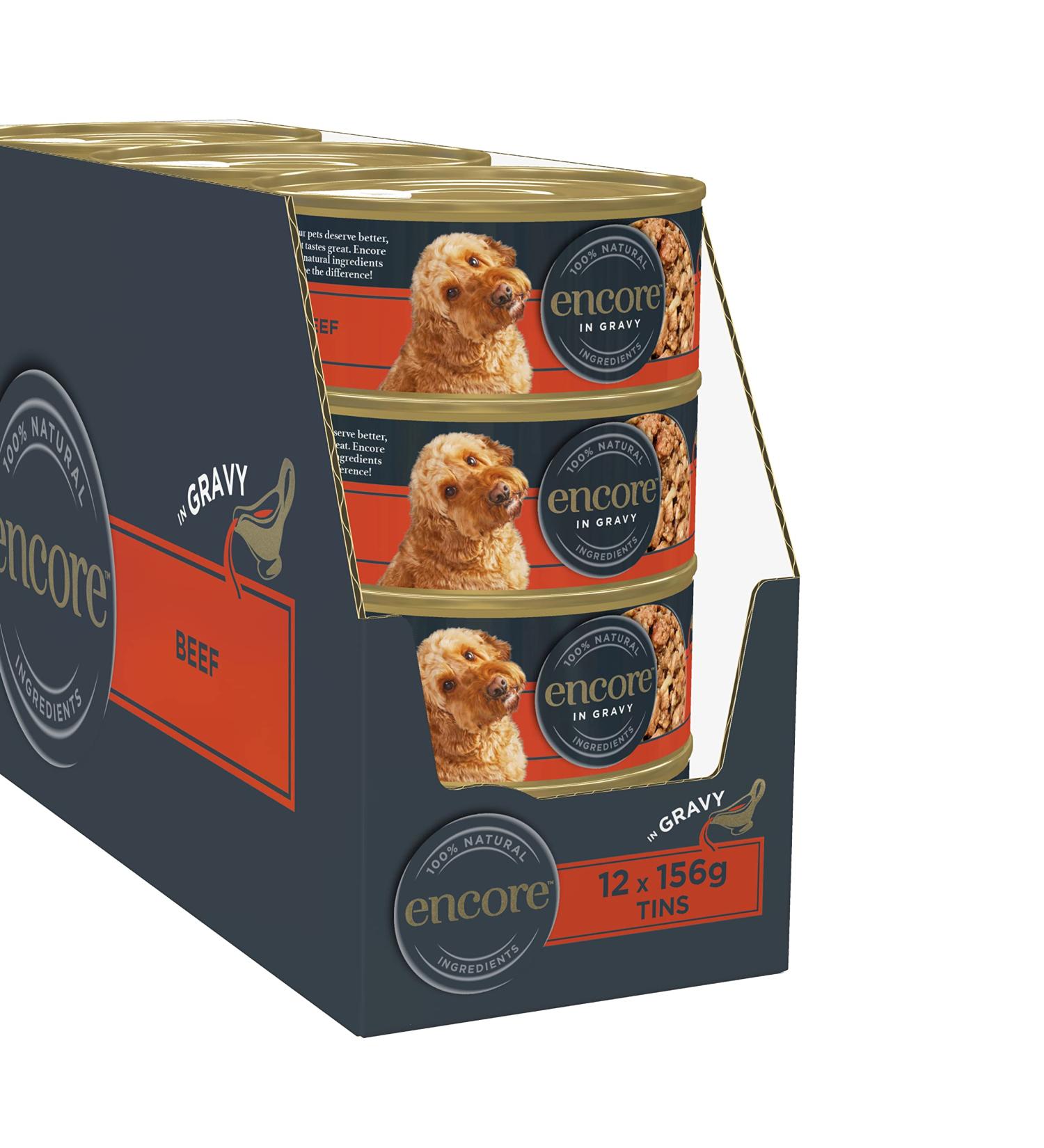 Encore 100% Natural Wet Dog Food - Beef Steak in Sauce (156g 12 Cans) | Premium Pet Nutrition for Dogs | International Shipping Available - Buy Online on GoSupps.com