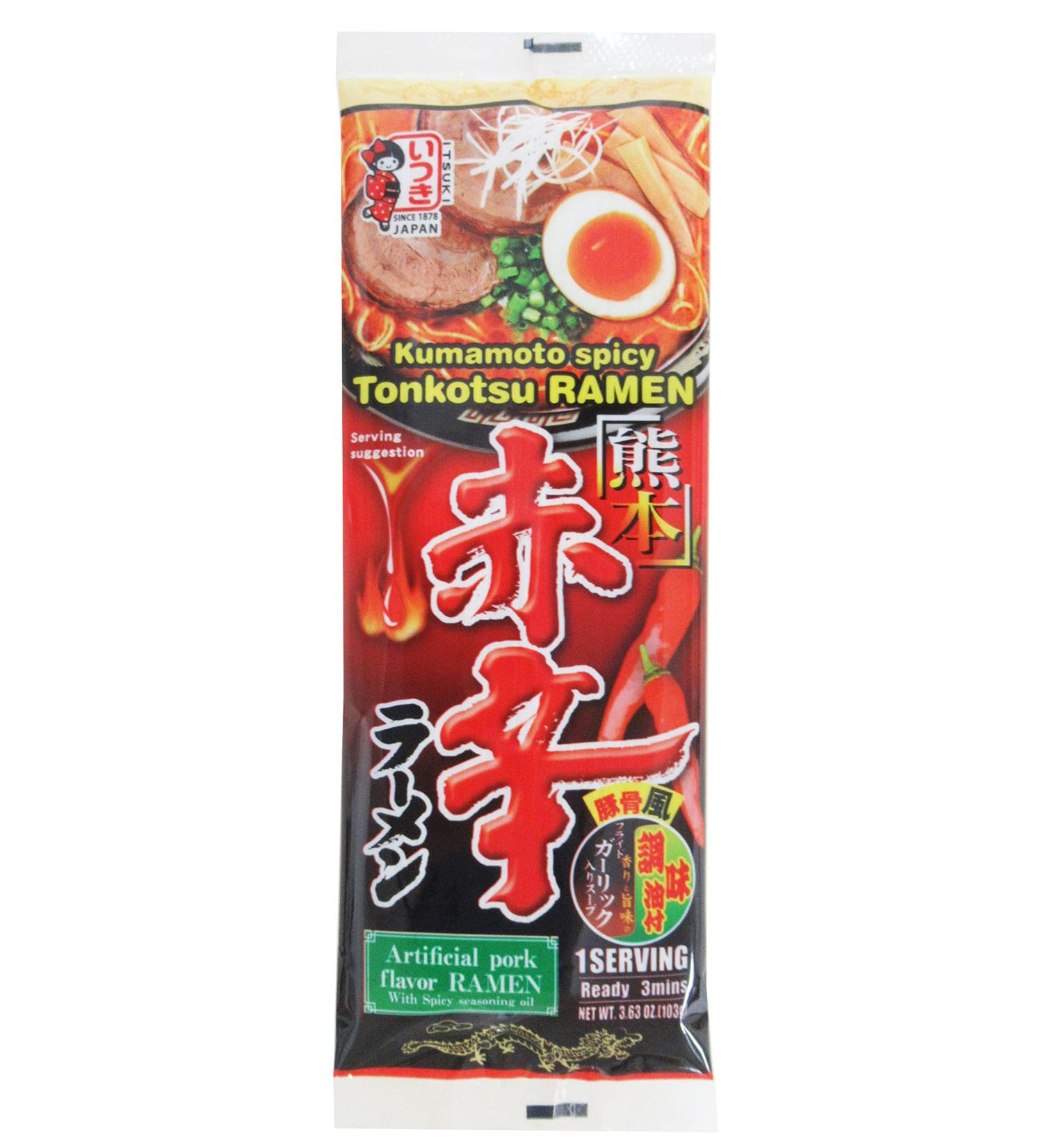 Ituski Single Serving Ramen Kumamoto Akakara Tonkotsu Ramen (Spicy Flavour) - Buy Online on GoSupps.com