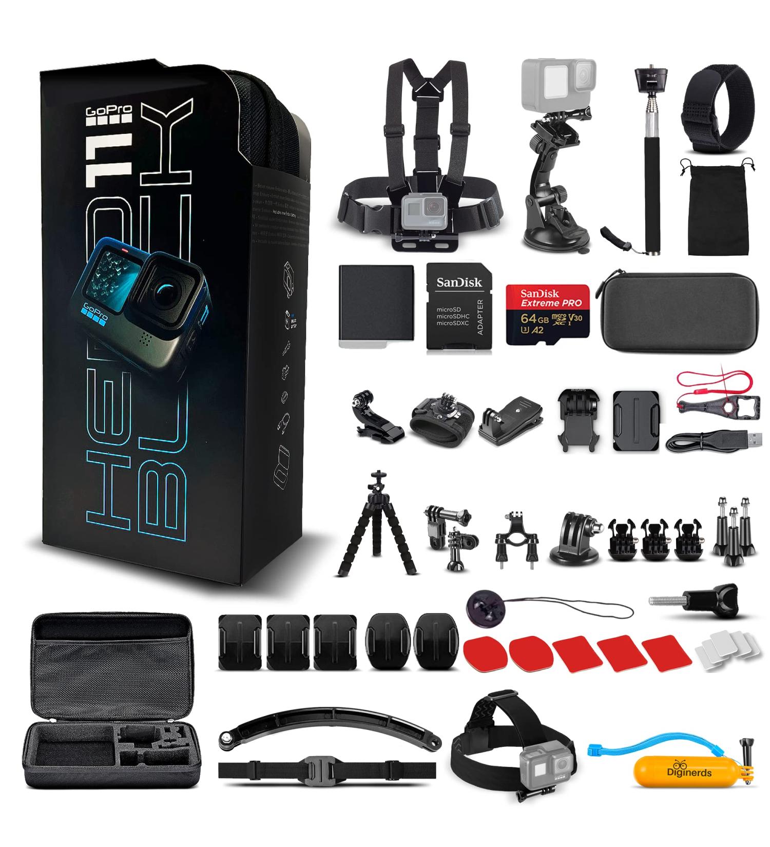 GoPro HERO11 Black: 5.3K Ultra HD Action Camera with 27MP Photos, Waterproof, Stabilization, Live Streaming, Webcam + 64GB Card & 50-Piece Accessory Kit - Buy Online on GoSupps.com