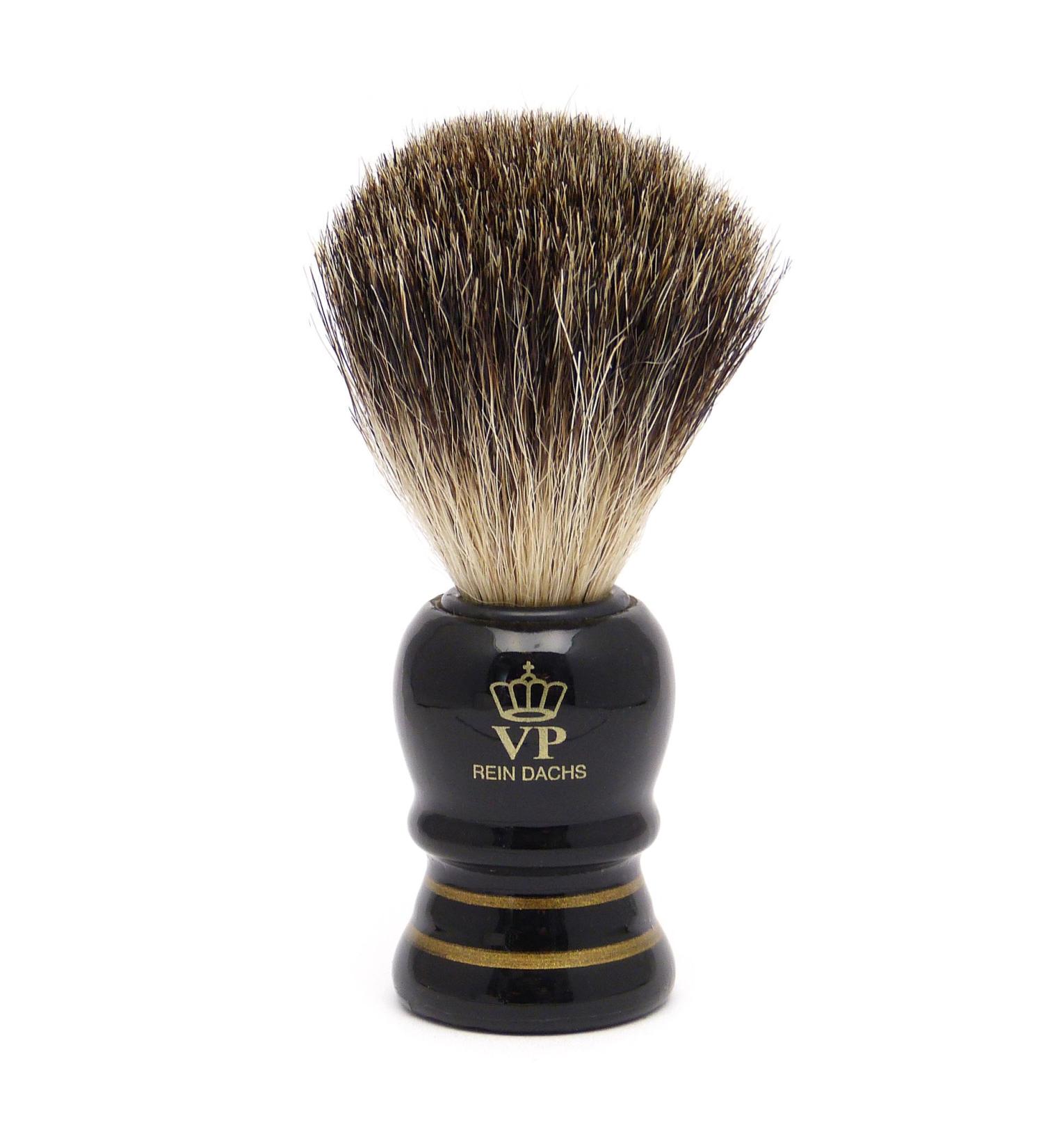 Shaving brush Royal VP - with real pure badger hair - black and wooden handle