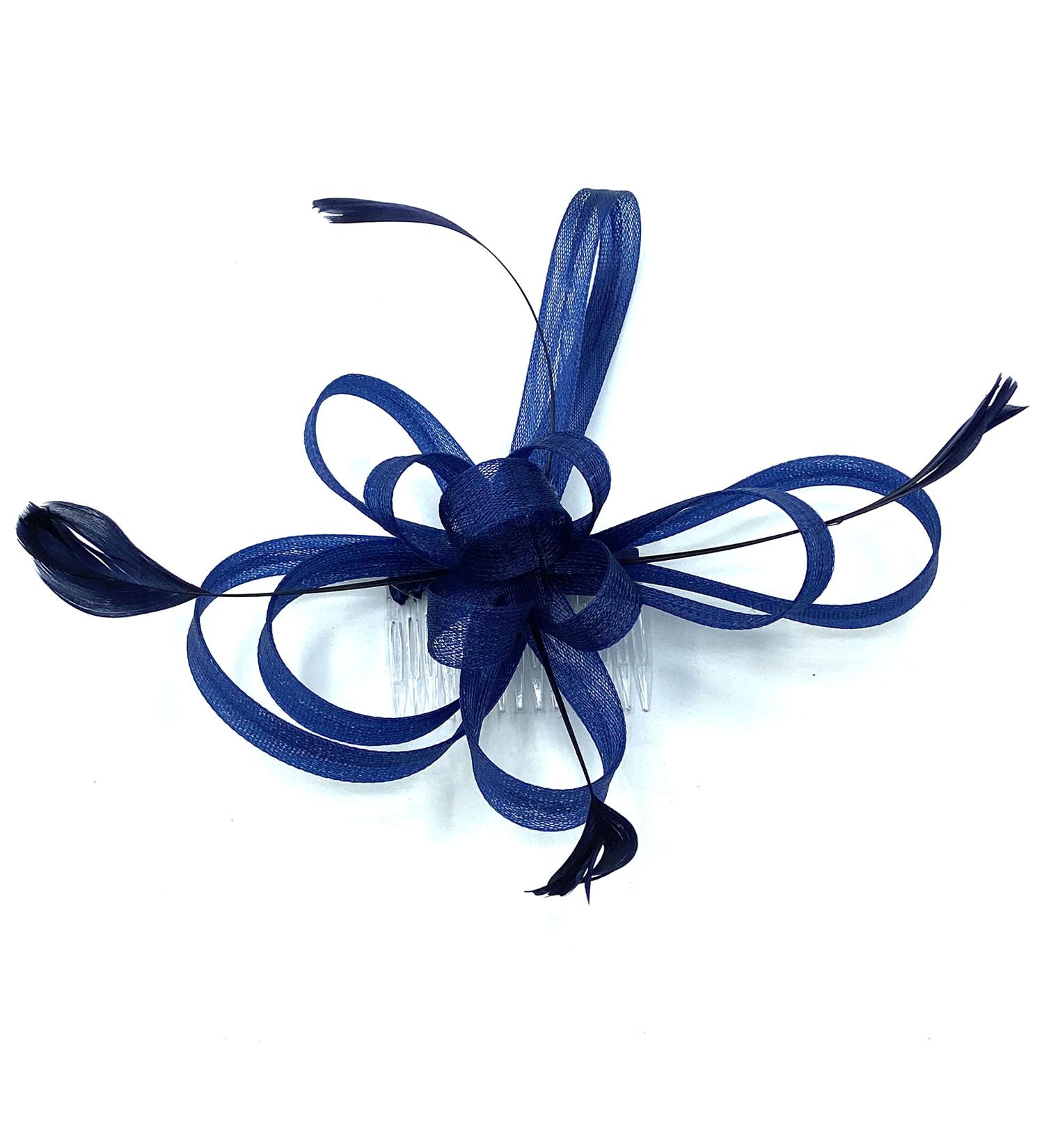 Ladies Feather Comb Fascinator Ladies Day Races Royal Ascot Hair Piece Fascinator (Navy Blue) - Buy Online on GoSupps.com