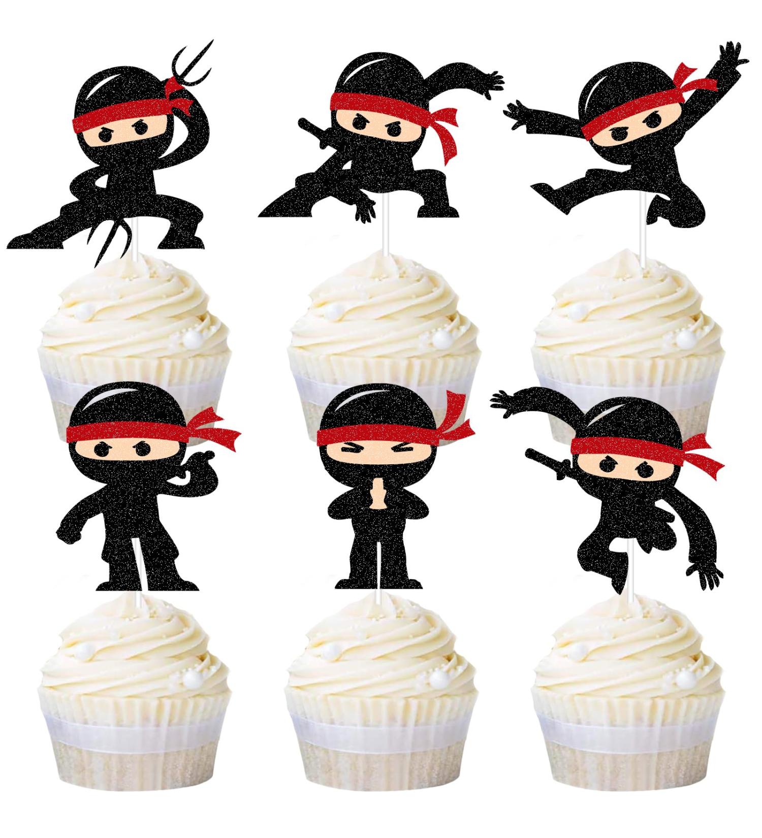 G-LOVELY'S 12 Pcs Ninja Birthday Cupcake Topper Ninja Cupcake Decoration for Ninja Themed Birthday Party for Kids Boys and Women Birthday Party Supply Ctf-24 Ninja - Buy Online on GoSupps.com