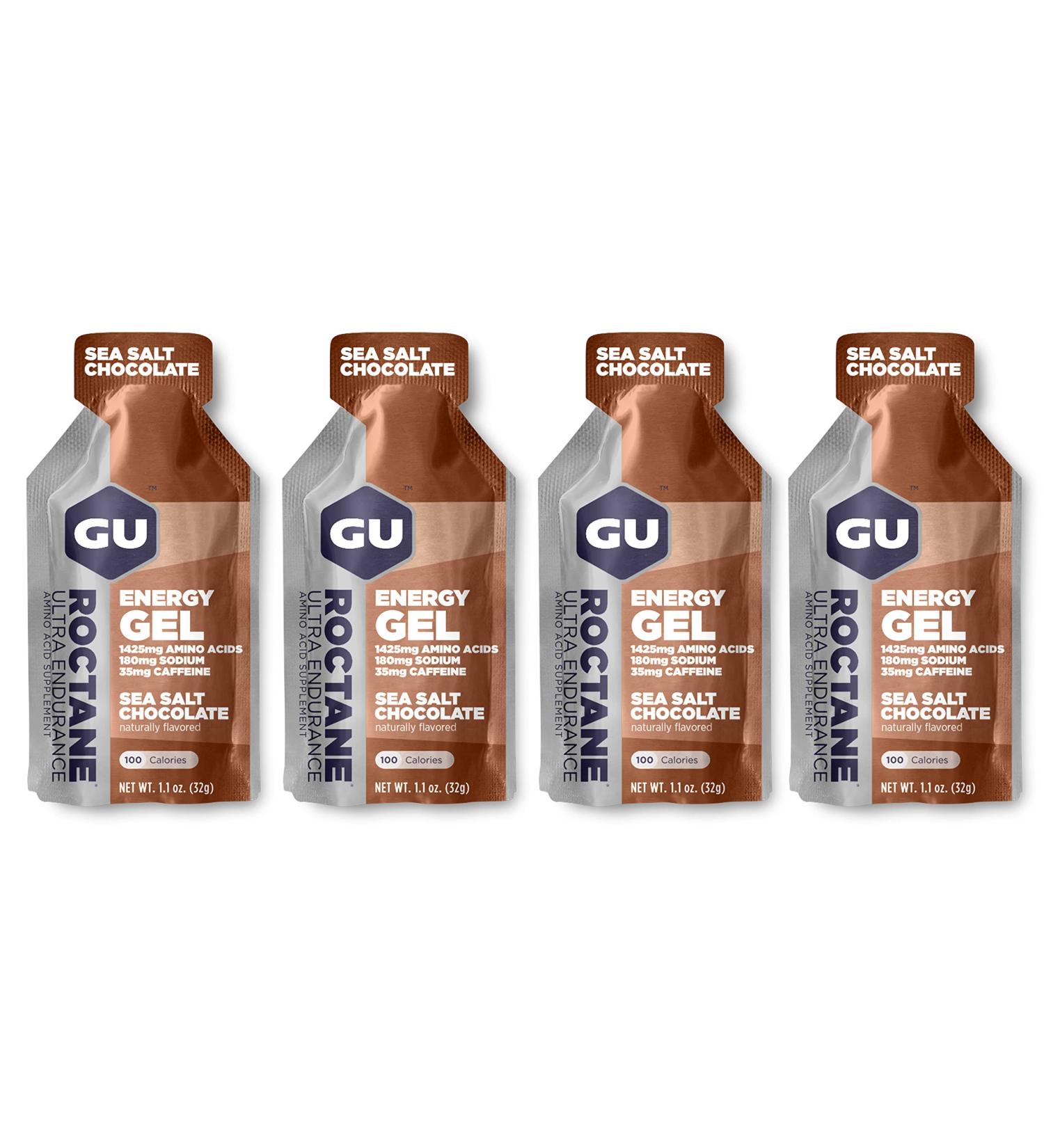GU Roctane Energy Running Gels - 4 Gel Taster Pack - Sports Energy Gels For Running Cycling Triathlon (4 x 32g Sachets) (Chocolate Sea Salt) Chocolate Sea Salt 4 count (Pack of 1) - Buy Online on GoSupps.com