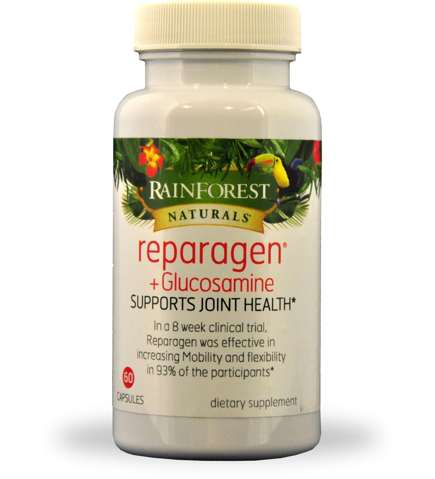 Rainforest Nutritionals Inc. Reparagen Plus Glucosamine (60 Capsules) Clinically Proven Fast Acting All Natural Joint Health Supplement Better Than Glucosamine Alone - Buy Online on GoSupps.com