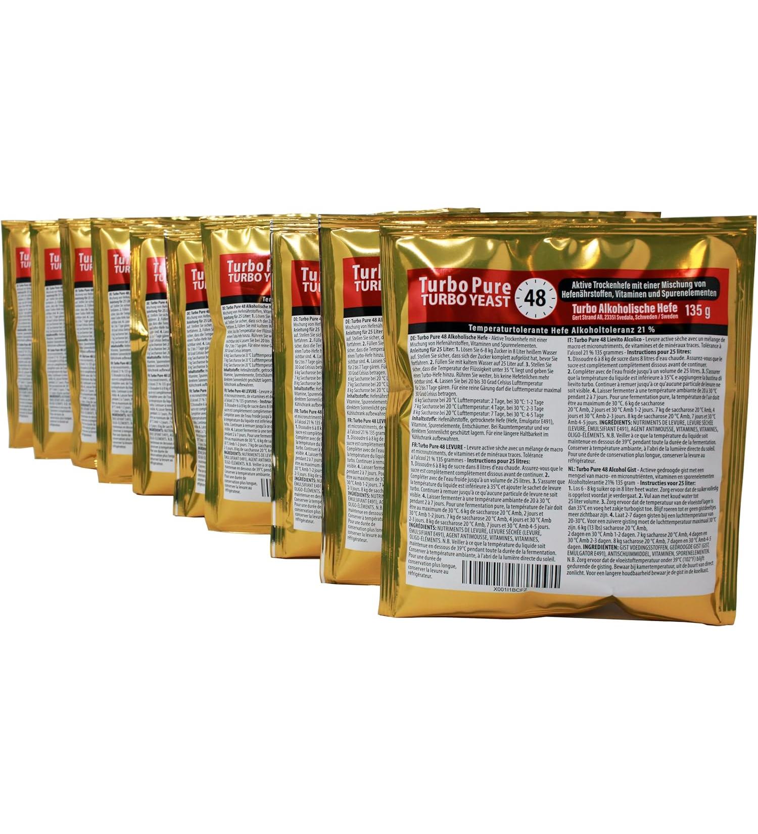 Prestige 48h Turbo Pure Alcohol Yeast 18% - 10-Pack | Noble Turbohefe | All-Purpose Yeast for Home Brewing & High-Proof Alcohol Production - Buy Online on GoSupps.com