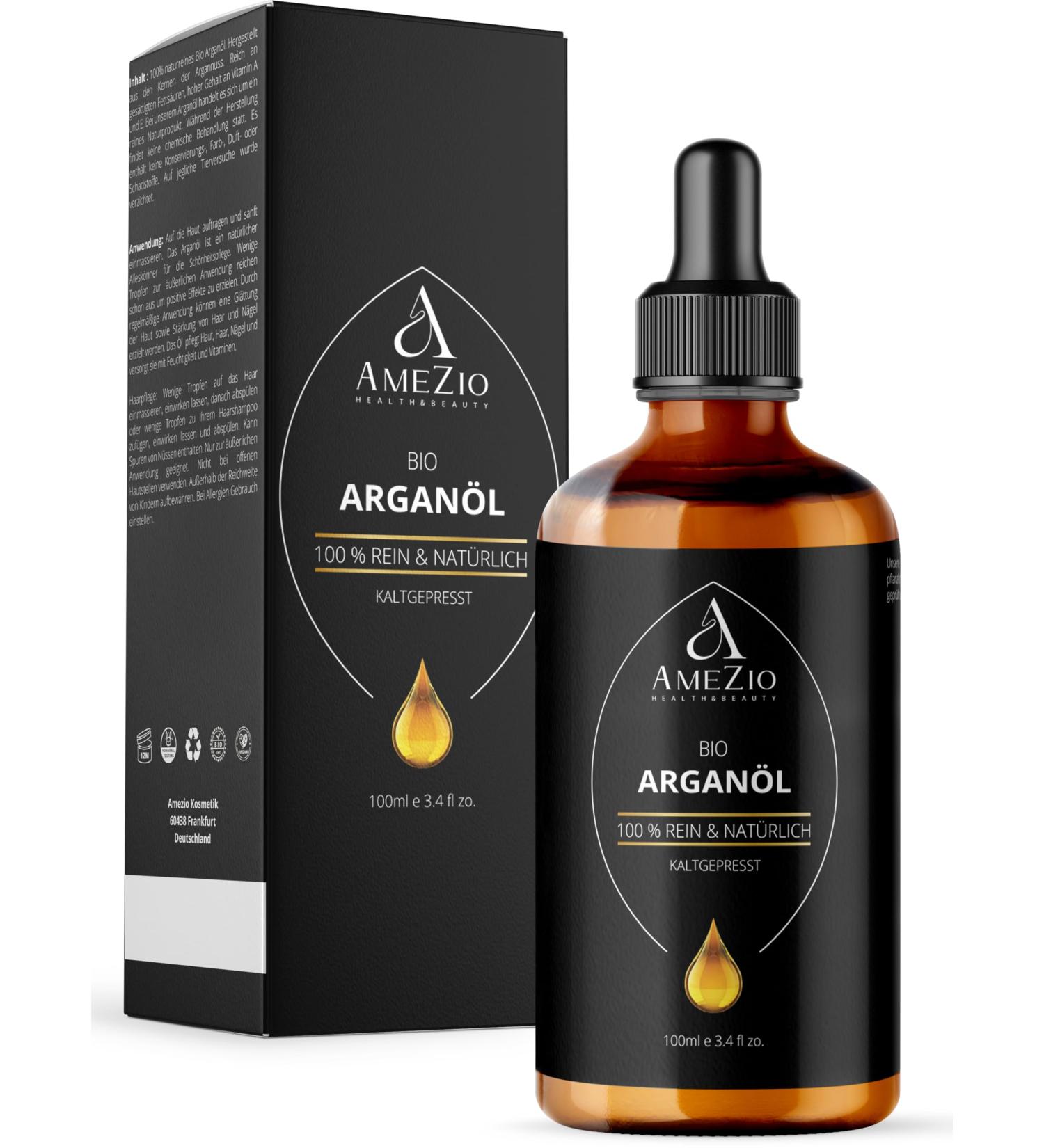 Organic Cold-Pressed Argan Oil For Hair Face Body Skin Argan Oil Baby 100% Pure and Sustainable Natural for Cosmetics Skin Care Vegan and Cruelty Free 100 ml - Buy Online on GoSupps.com
