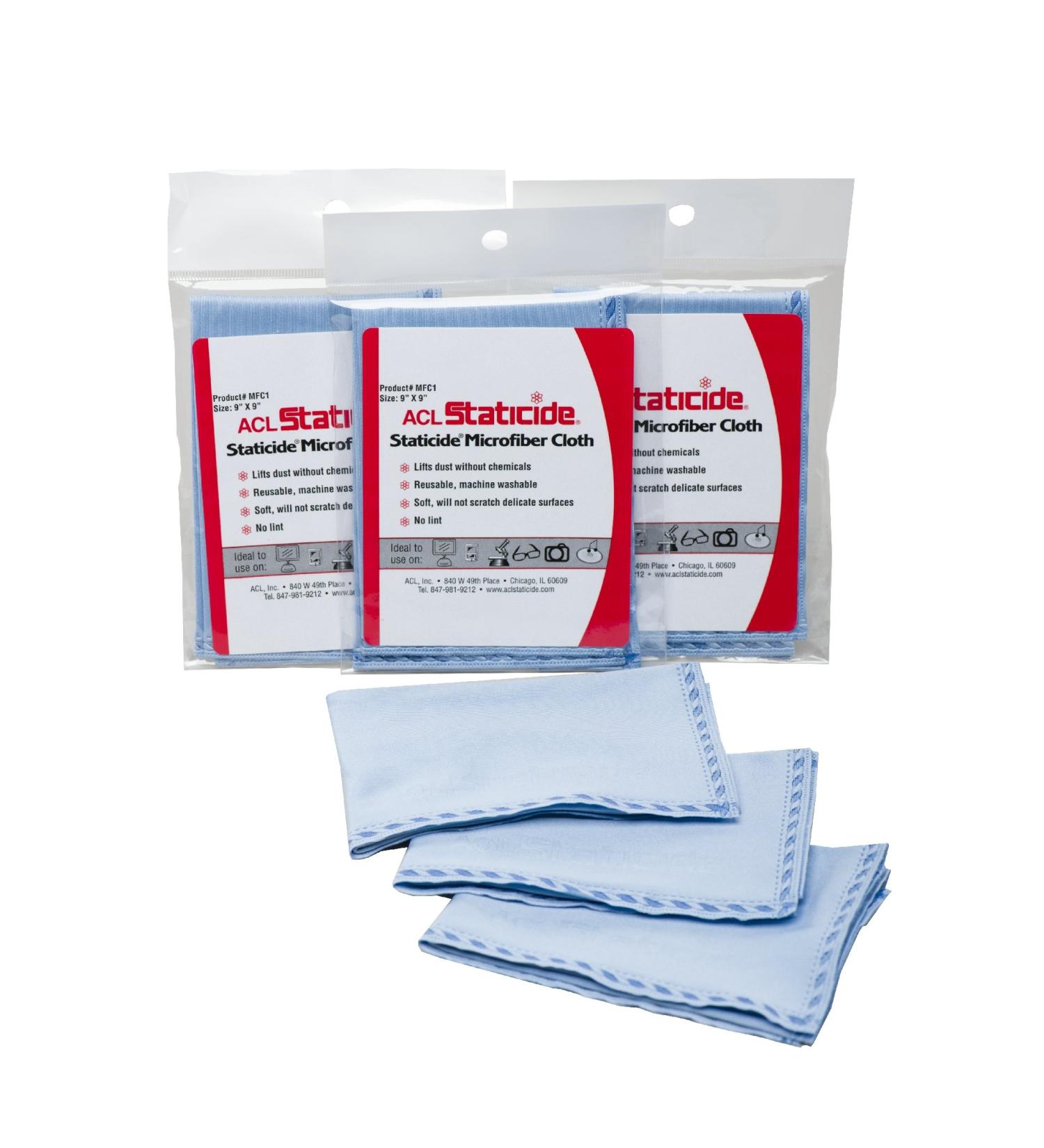 ACL Staticide MFC24 Staticide Cloth 9" Height 9" Length Microfiber Light Blue