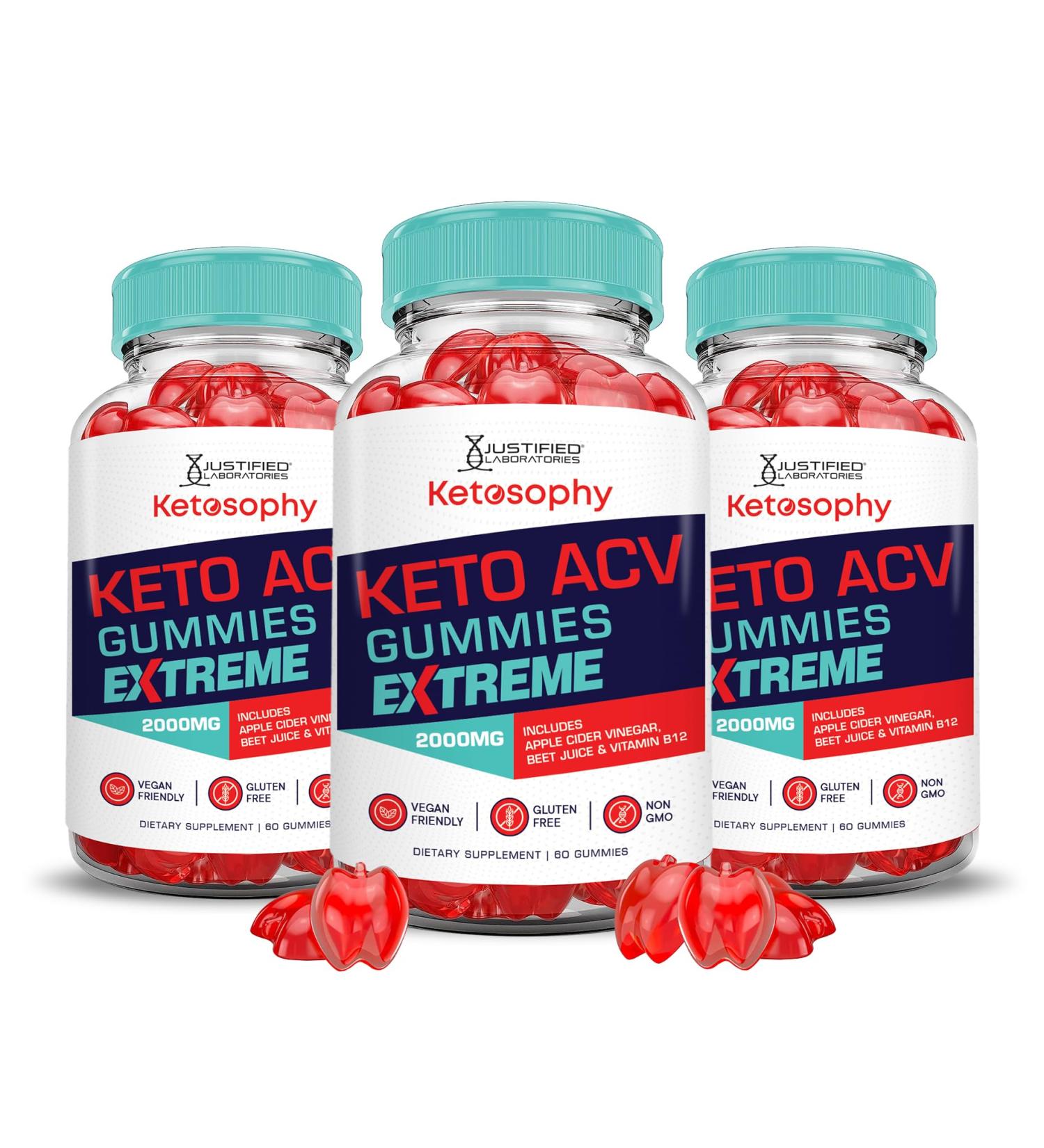 Buy 3 Pack Ketosophy Keto ACV Gummies - 2000MG Advanced Formula with Apple Cider Vinegar Pomegranate Beet Juice & B12 - Vegan Non-GMO - 180 Gummies - Buy Online on GoSupps.com