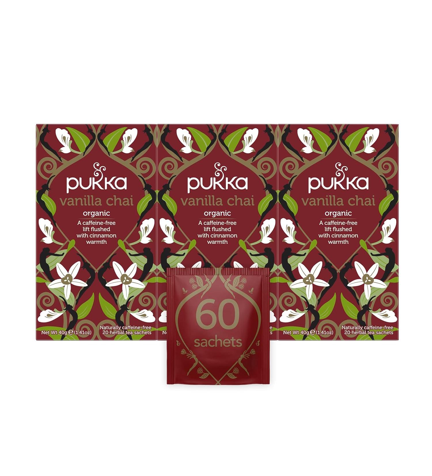 Pukka Vanilla Chai Organic Caffeine free - 60 Tea Bags - Pack of 3 - Buy Online on GoSupps.com