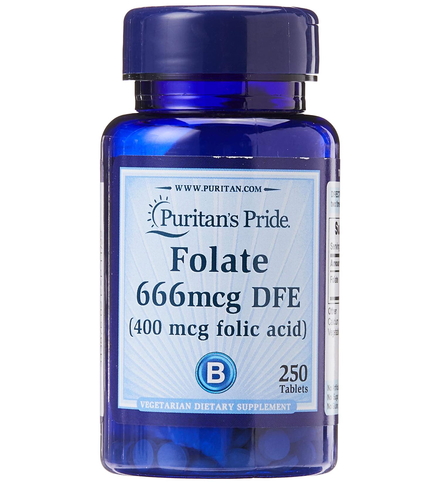 Puritan's Pride Folic Acid 400 mcg - 250 Tablets | Essential B Vitamin Supplement - Buy Online on GoSupps.com