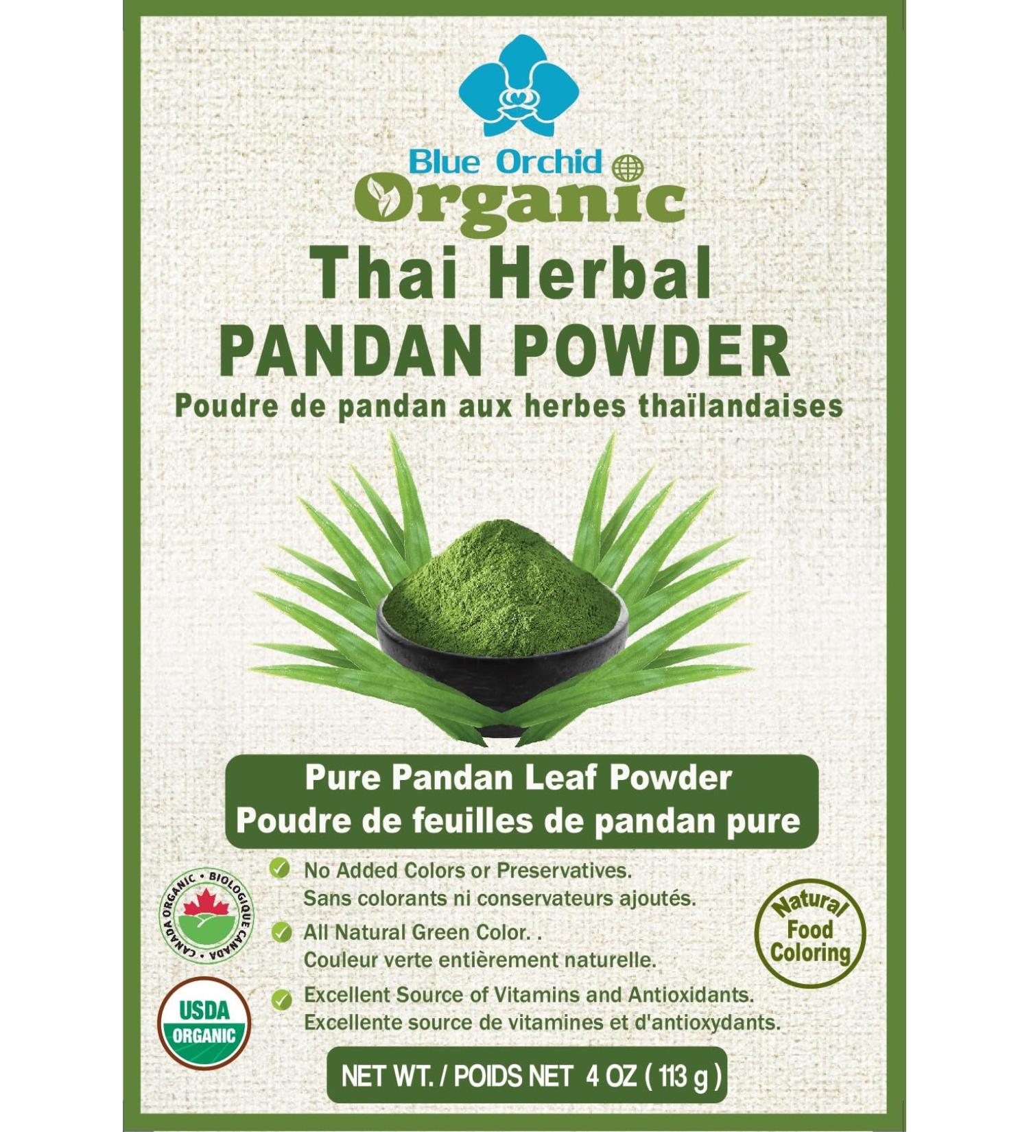 Organic Pandan Powder - Natural Green Food Coloring - Thai Herbal Aromatic Spice for Desserts Stews Curries Tea - 113 gram (4 OZ)) - Buy Online on GoSupps.com